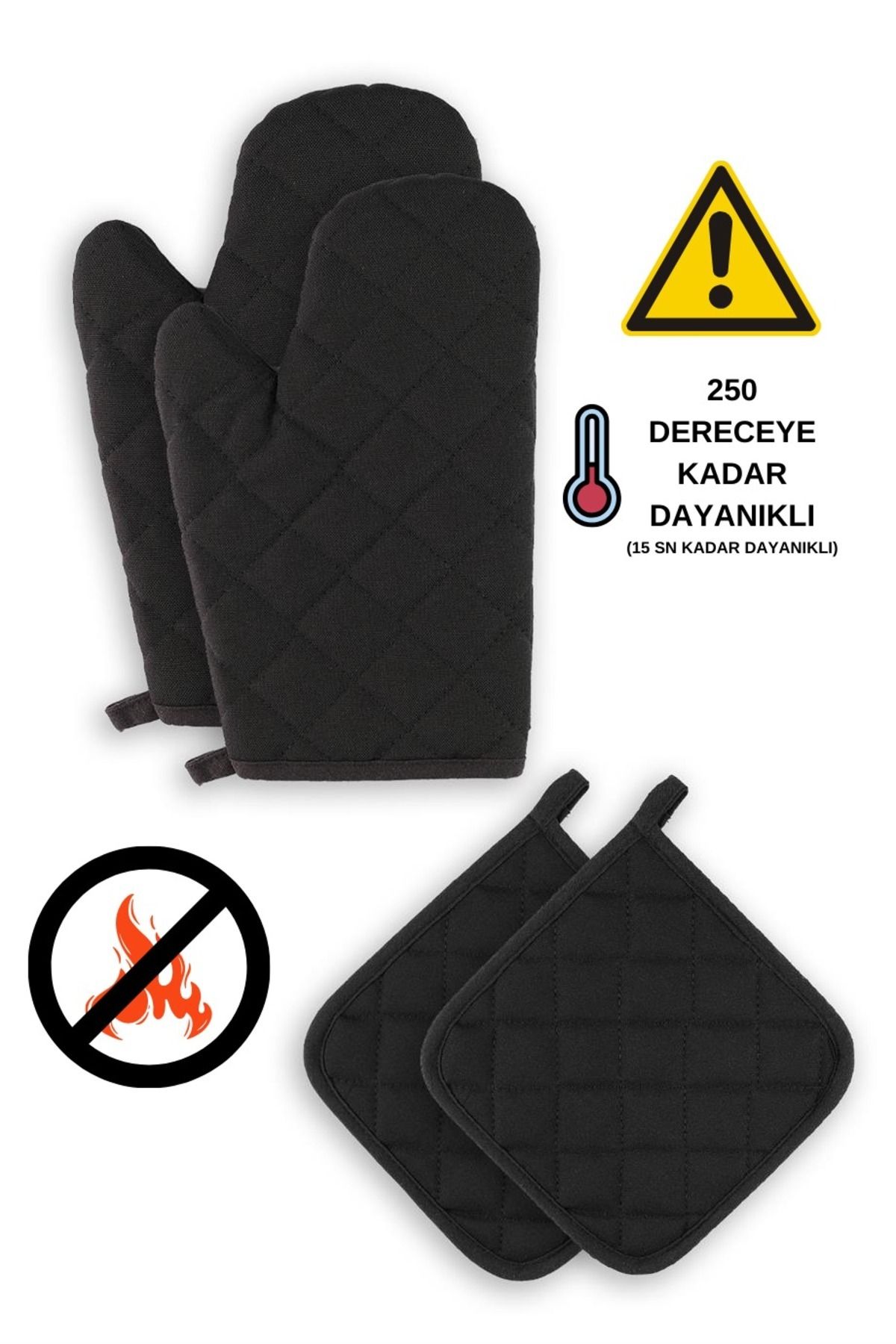 Yanmaz Ve Isıya Dayanıklı Fırın Eldiveni Ve Tutacak (2 ELDİVEN, 2 TUTACAK)