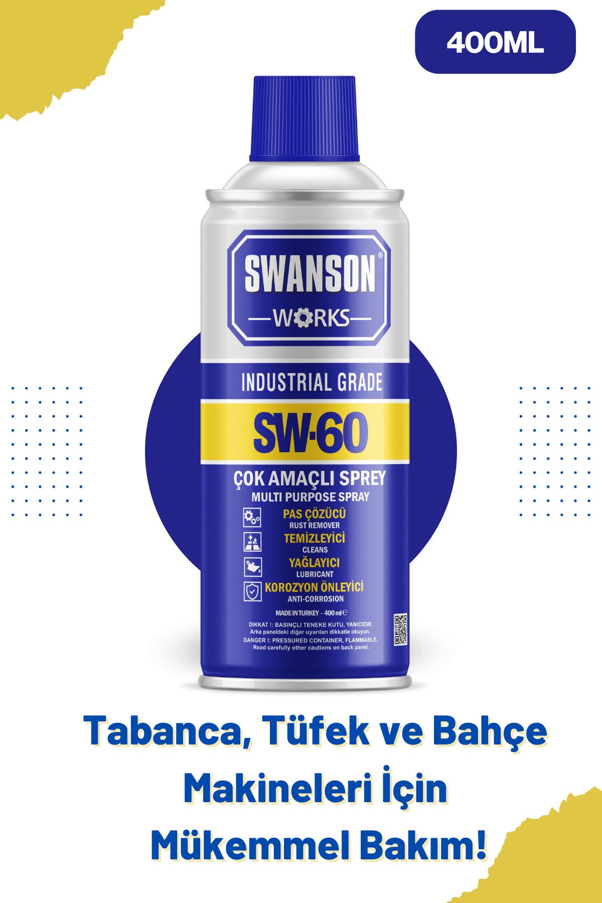 SW-60 Makine, Tabanca ve Tüfek İçin Etkili Makine Yağlama Spreyi - 400ml