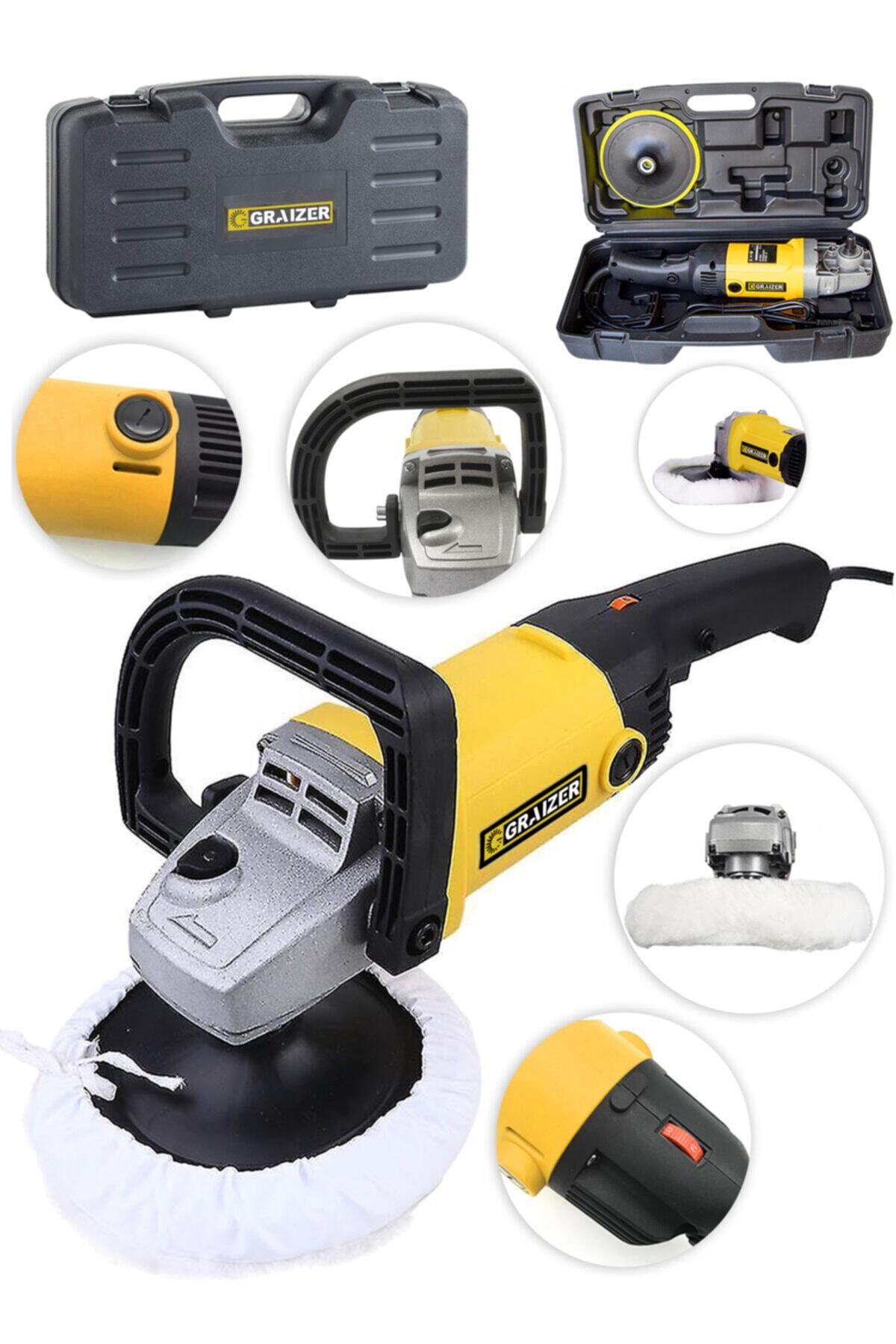 Alman 4200 watt Bakir Sargili 6 Kademe Devir Ayarlı Polisaj Makinasi Zımpara Pasta Cila Makinesi