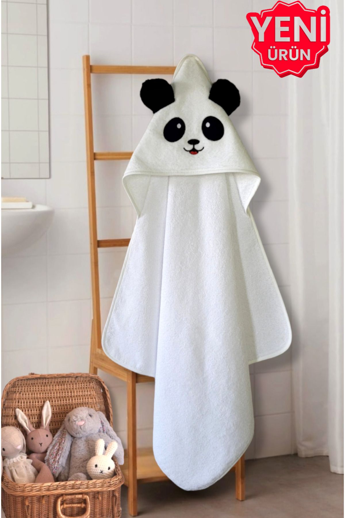 Pamuk Yumuşacık Kız-erkek Yenidoğan/bebek Banyo Kundak Havlusu Beyaz/panda