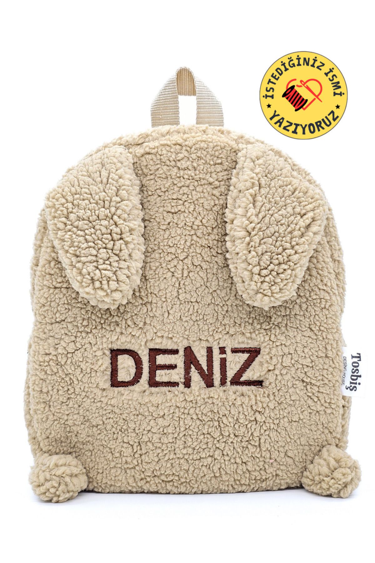 [ Istediğiniz Ismi Yazıyoruz ] Tavşan Bej 0 - 8 Yaş Anasınıfı Kreş Çocuk Okul / Sırt Çantası Peluş