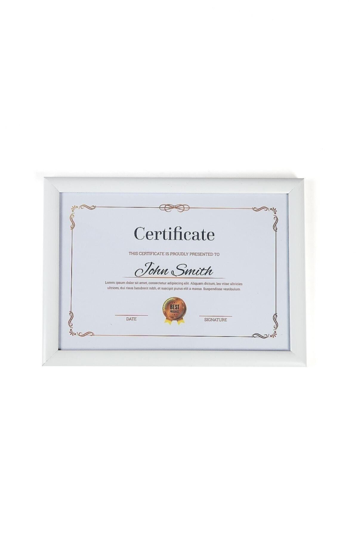 A4 Çerçeve Beyaz Kırılmaz Pvc Camlı 21x30 Sertifika Diploma Belge Fotoğraf Için 002