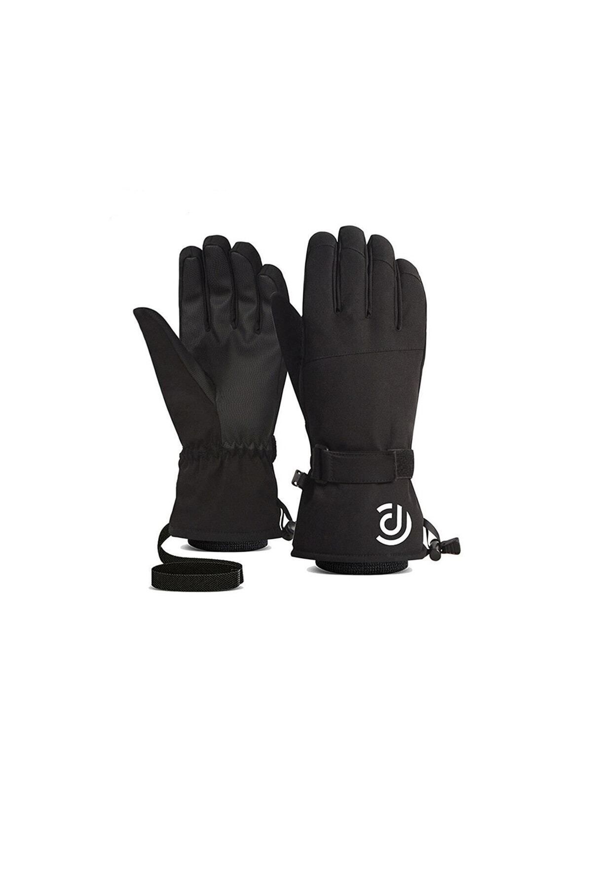 Ultralight Su Geçirmez Unisex Dokunmatik Kayak & Snowboard Eldiveni -siyah