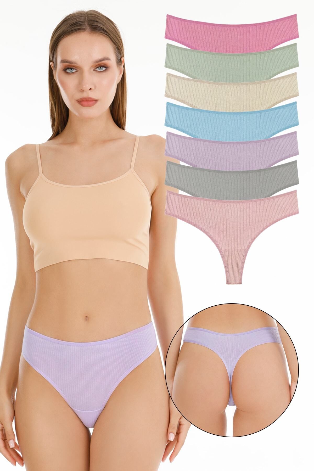 Kadın Fitilli Brazilian Tanga 7'li Paket Set