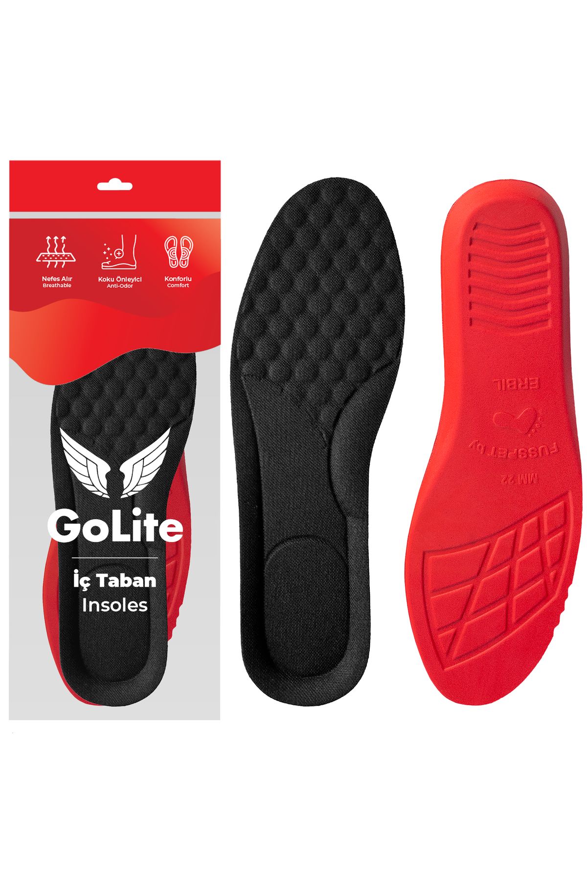 Konforlu Rahat Ayakkabı Tabanlığı, Yumuşak Masaj Etkili Ortopedik Tabanlık Insole - P22 Siyah