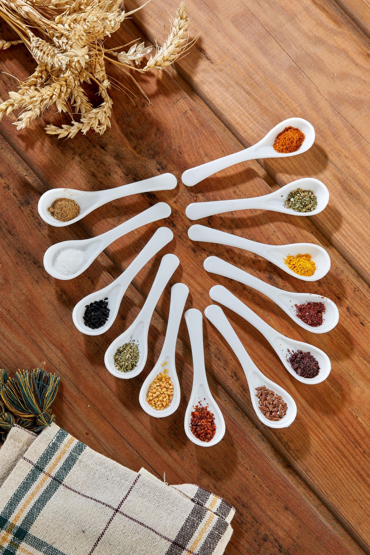 12'li Beyaz Reçel,Bal ve Baharat Kaşığı -(Gıdaya Uygun Plastik Kaşık)