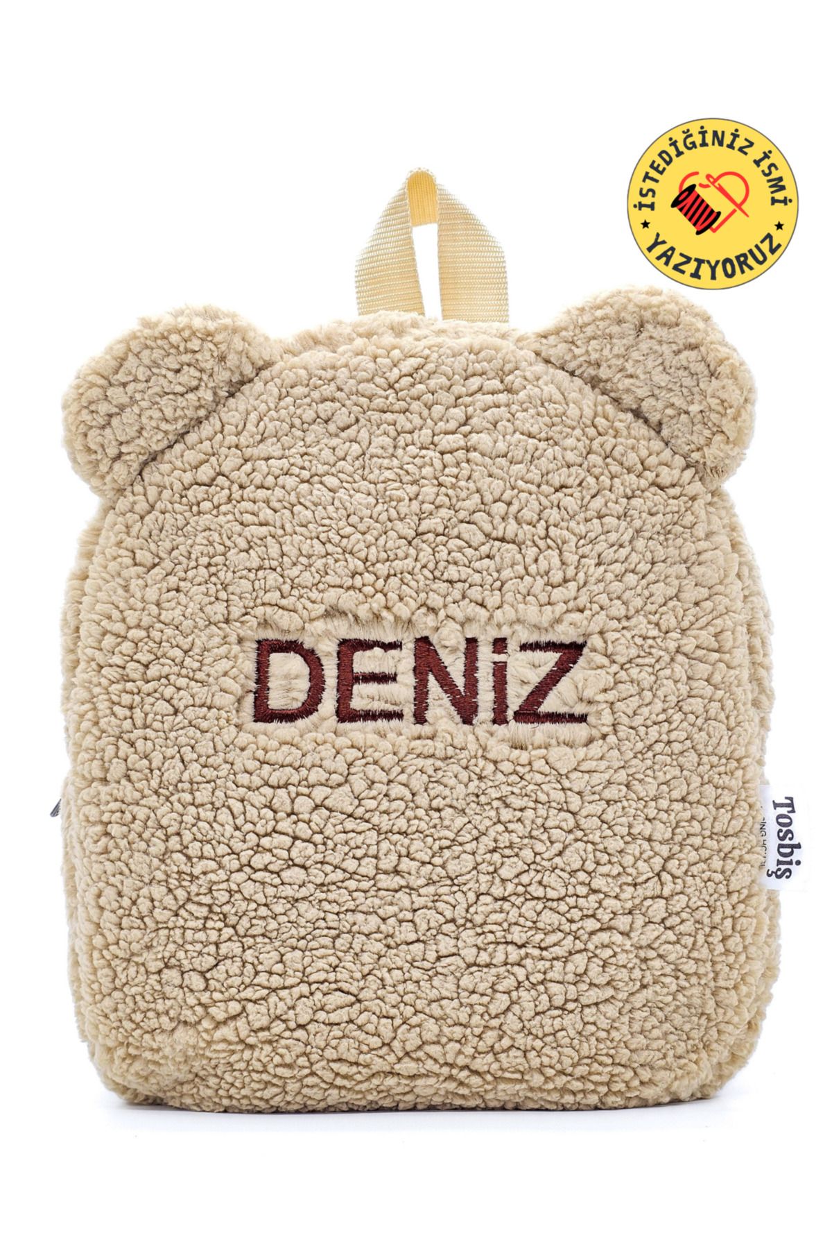[ Istediğiniz Ismi Yazıyoruz ] Teddy Bej 0-8 Yaş Çocuk Sırt Çantası, Anaokulu-kreş Sırt Çantası