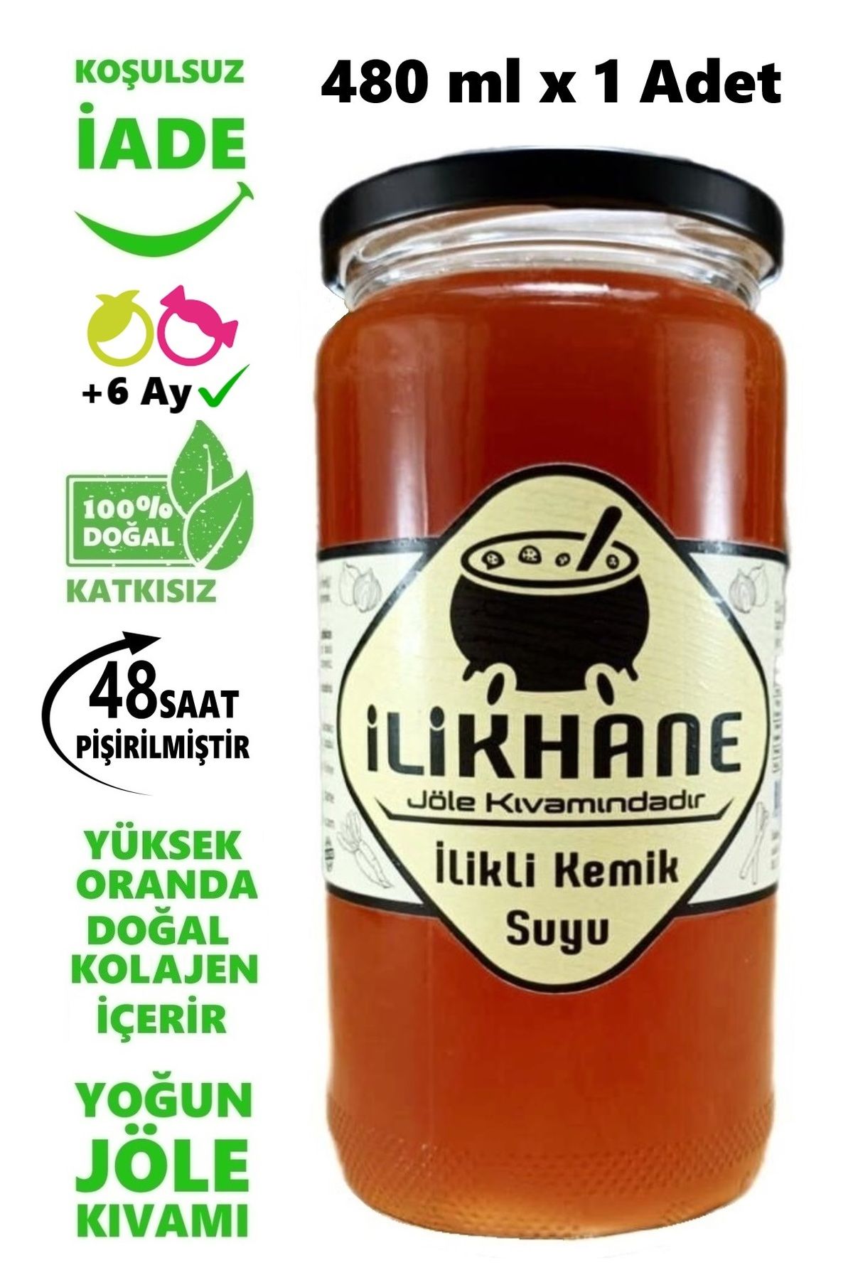 Doğal Kolajen Deposu Jöle Kıvamında 480 ml Ilikli Kemik Suyu