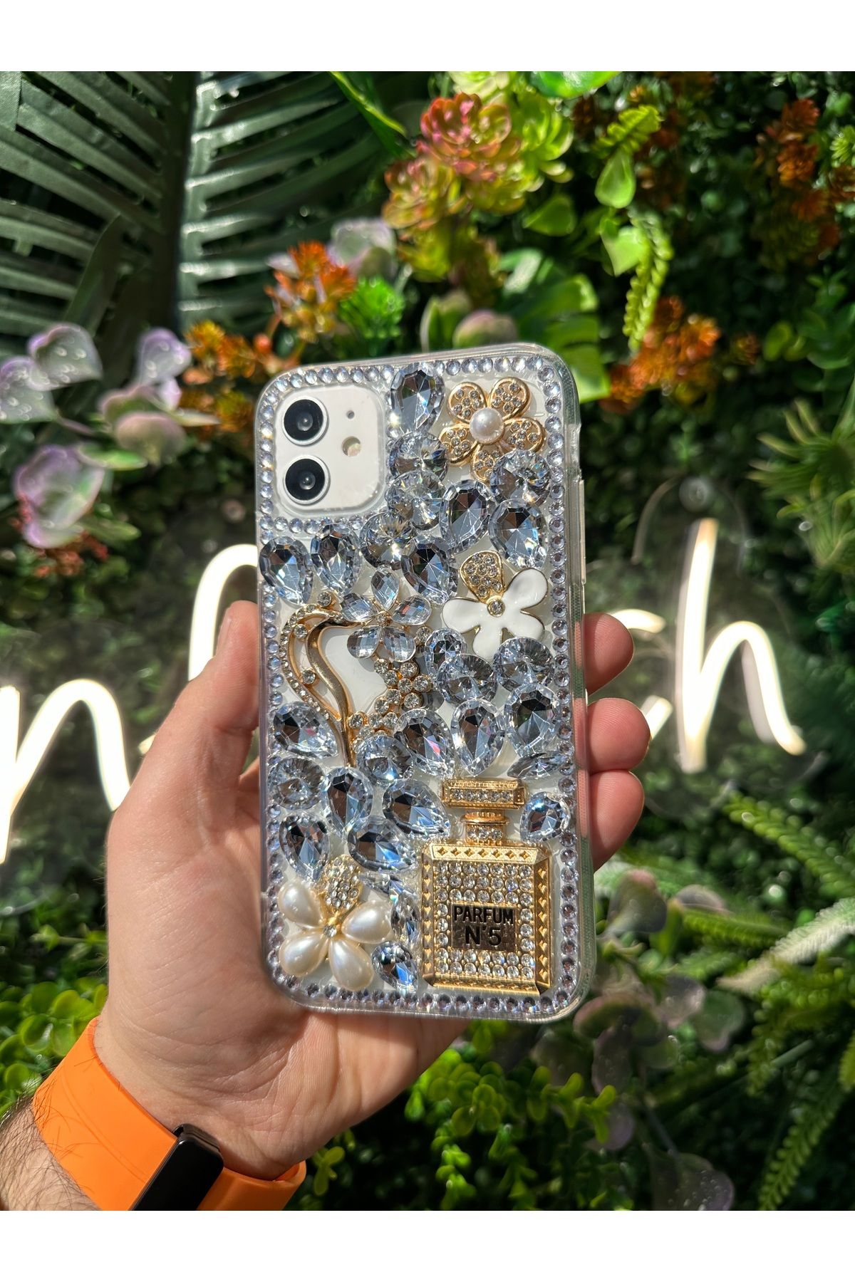 IPHONE 15 PLUS UYUMLU KILIF TAŞLI AYICIKLI PARLAK LÜX DAYANIKLI MALZEMEDEN KORUYUCU KILIF KOKOŞ