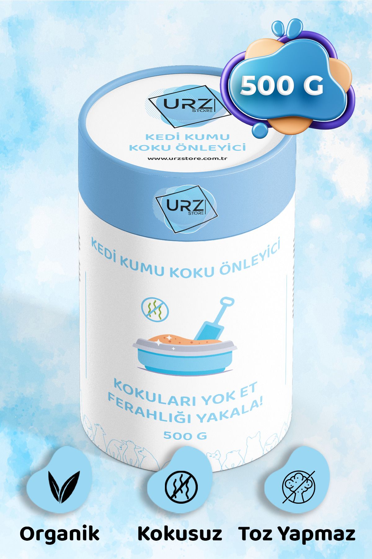 Kedi Kumu Tuvaleti Koku Giderici Önleyici Organik Kokusuz 500 gr Aktif Karbon Koku Giderici