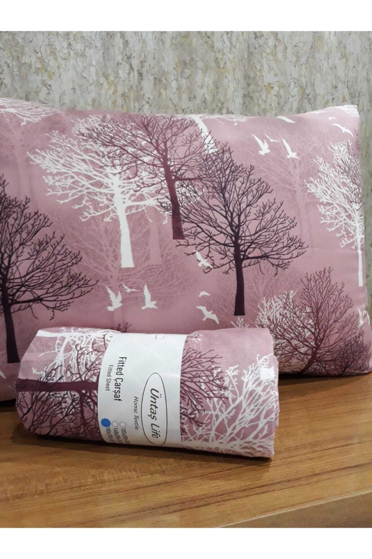 Life Tek Kişilik Lastikli Çarşaf Adet Yastık Kılıfı Pembe Ecçrşfağaç05