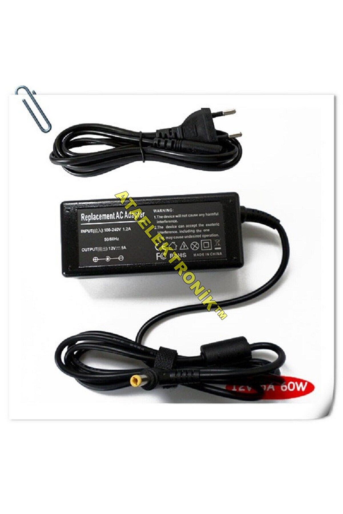 12v 5a - 12 Volt 5 Amper Adaptör Güç Kaynağı Şerit Rgb Led Let Trafosu Adaptör 2 Metre Kablolu