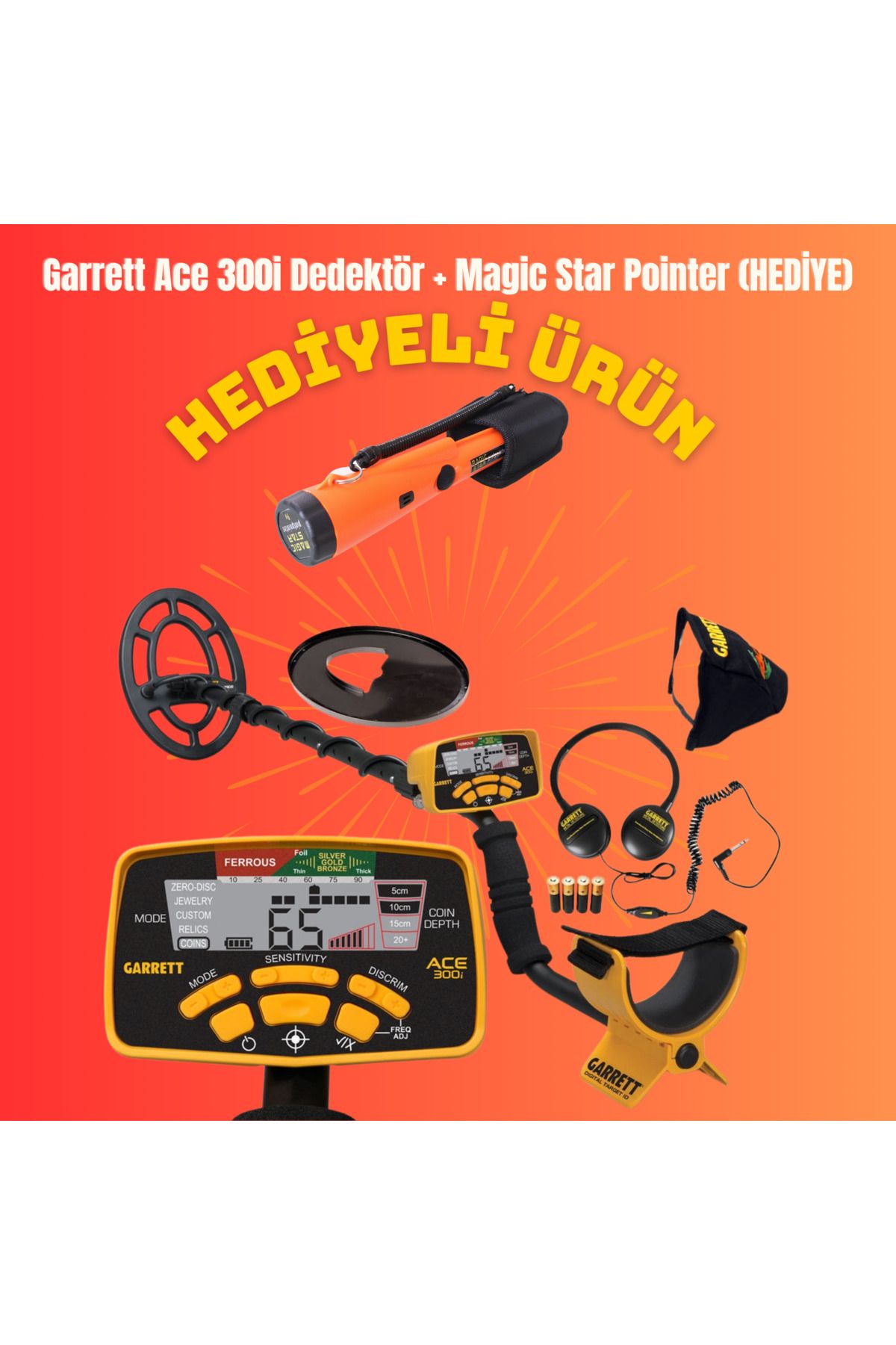 Ace 300i Define, Altın Dedektörü (hediye Alan Tarama Dedektörü)