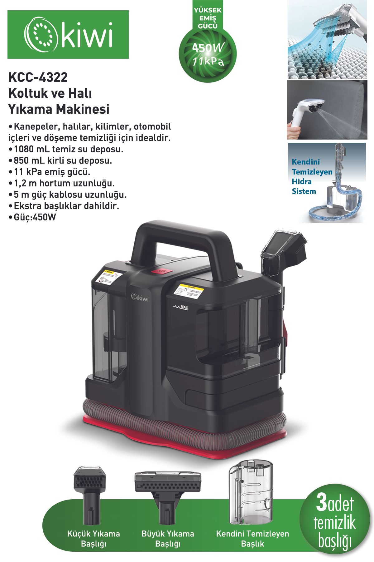Kcc-4322 Koltuk Ve Halı Yıkama Makinesi Siyah