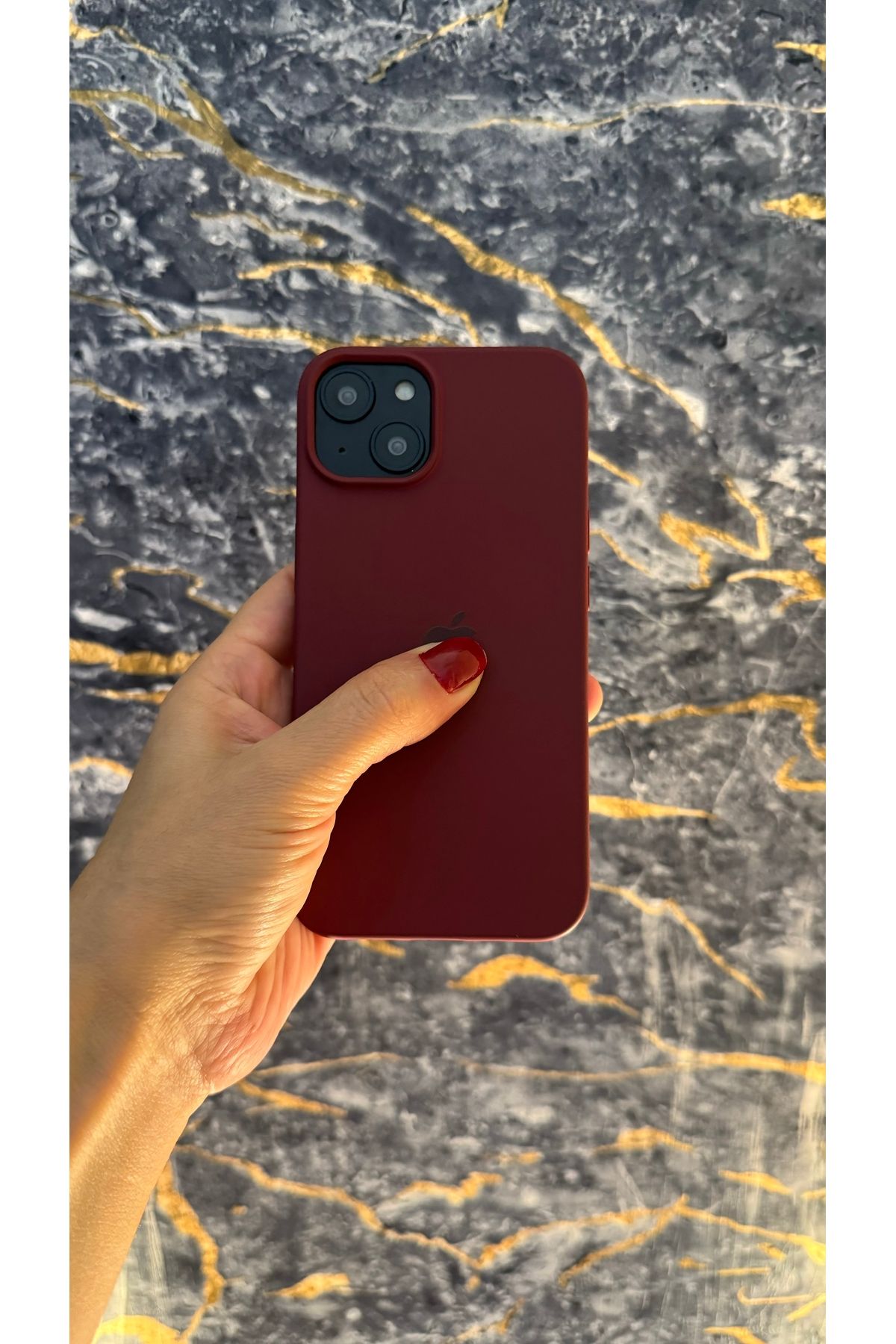 IPhone 15 Plus İleUyumlu İçi Kadife Slikon Kılıf MRD Bordo