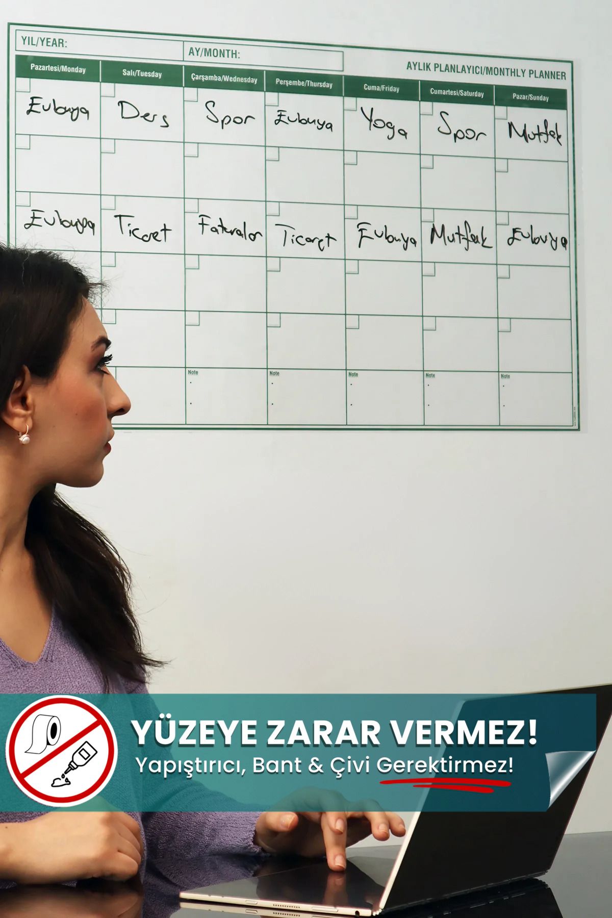 Planlayıcı Akıllı Kağıt - Yapışkansız, Kendiliğinden Tutunan, Fotoğraf Belge Not Tutucu Özellikli