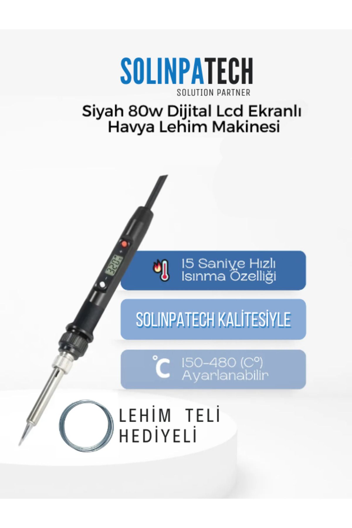 80w Digital Lcd Ekranlı Isı Ayarlı Kalem Havya Lehim Makinesi (LEHİM TELİ HEDİYE)