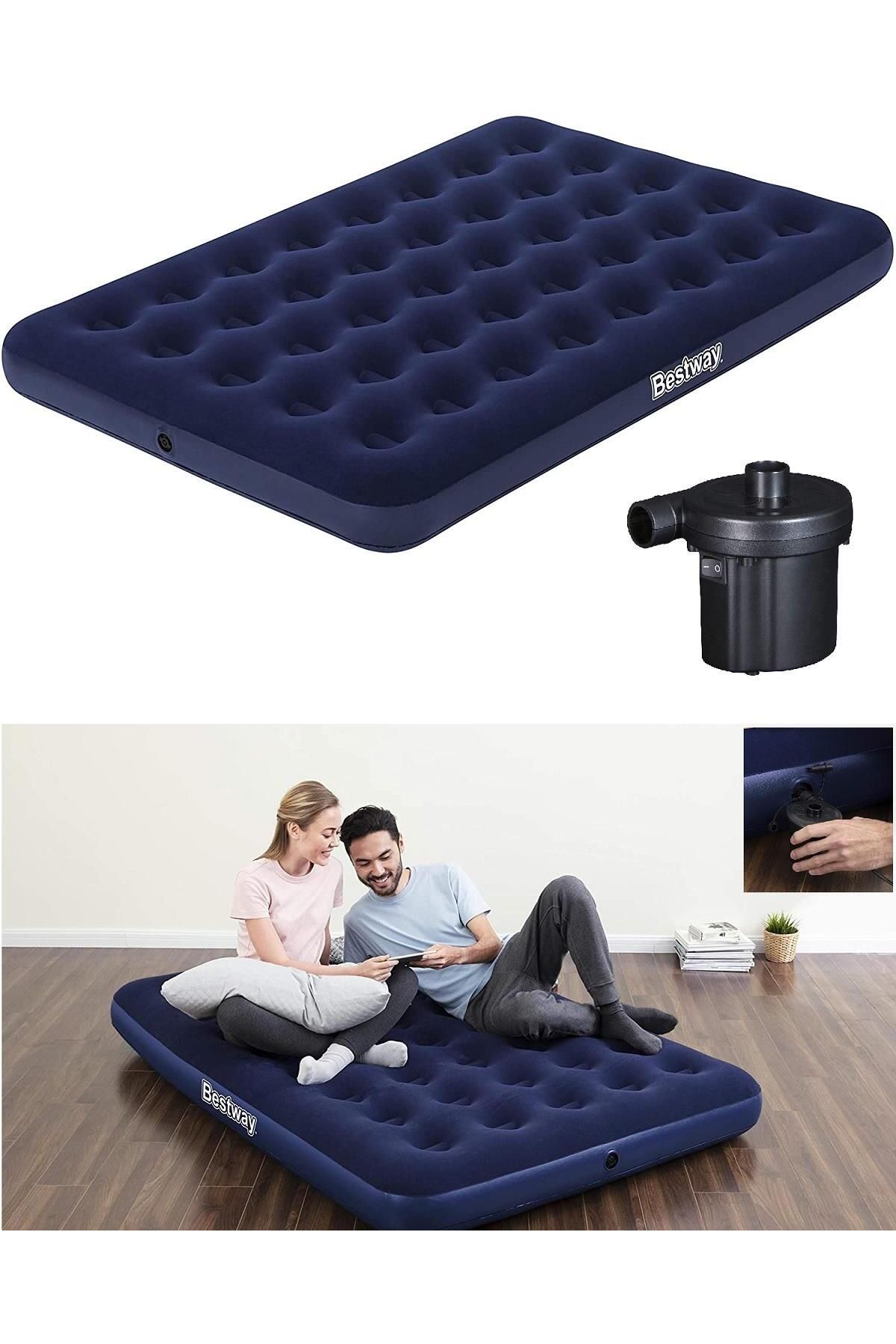 Çift Kişilik Şişme Yatak - Araba Çakmaklıklı Pompa 191cm X 137cm X 22cm