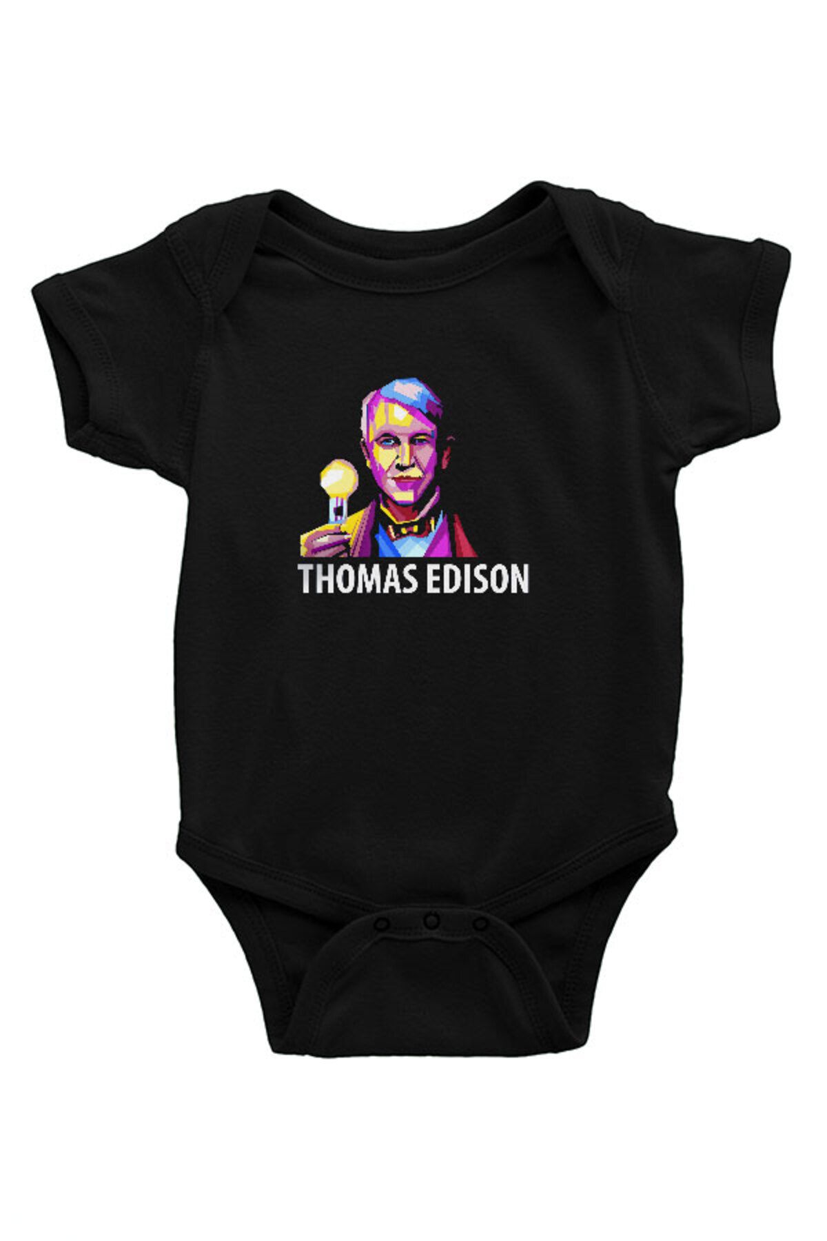 Edison Ampul Siyah Unisex Bebek Body - Zıbın