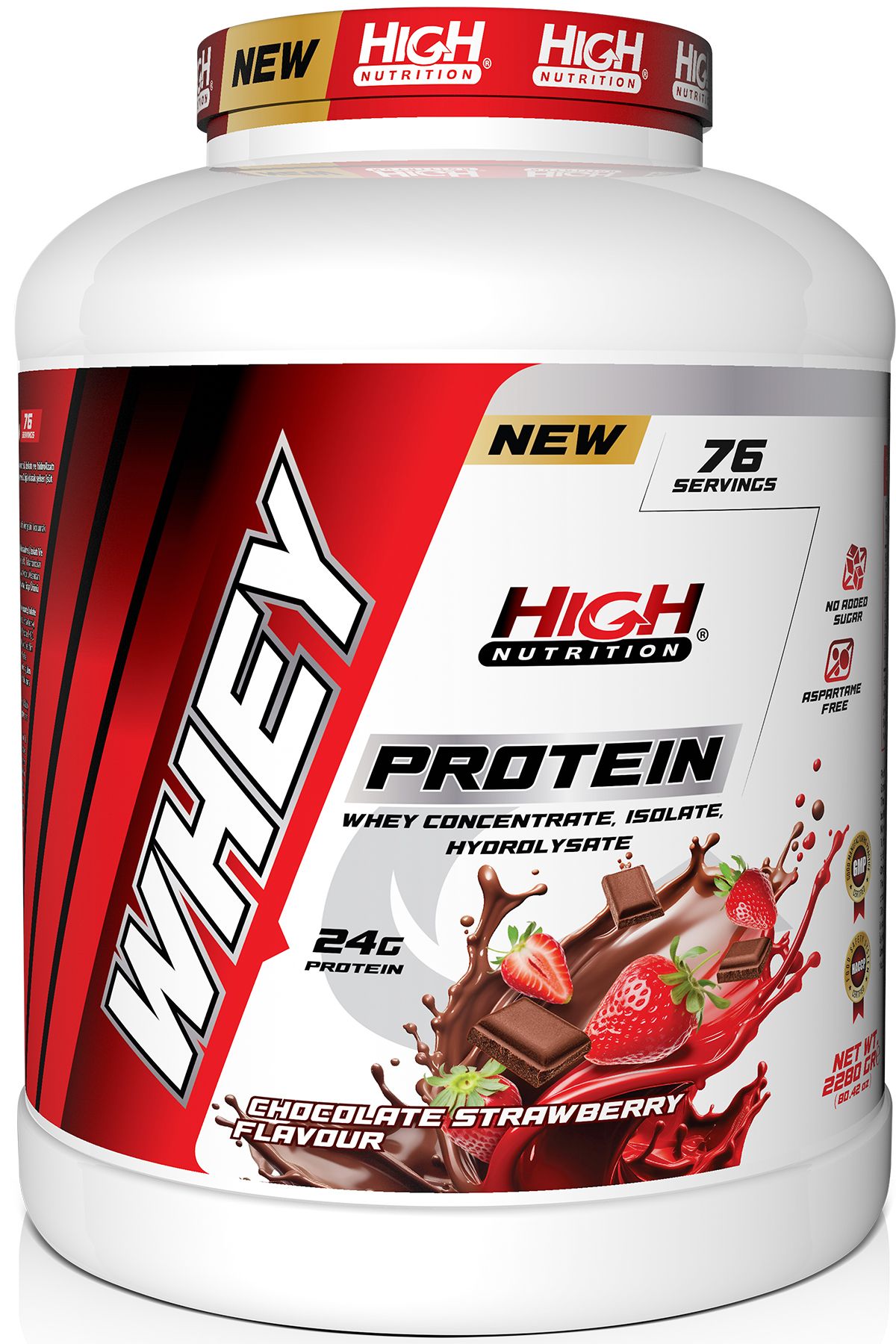 Protein Tozu 2280 Gr Çikolata Çilek Aromalı Whey Protein 24 Gram Protein 76 Servis