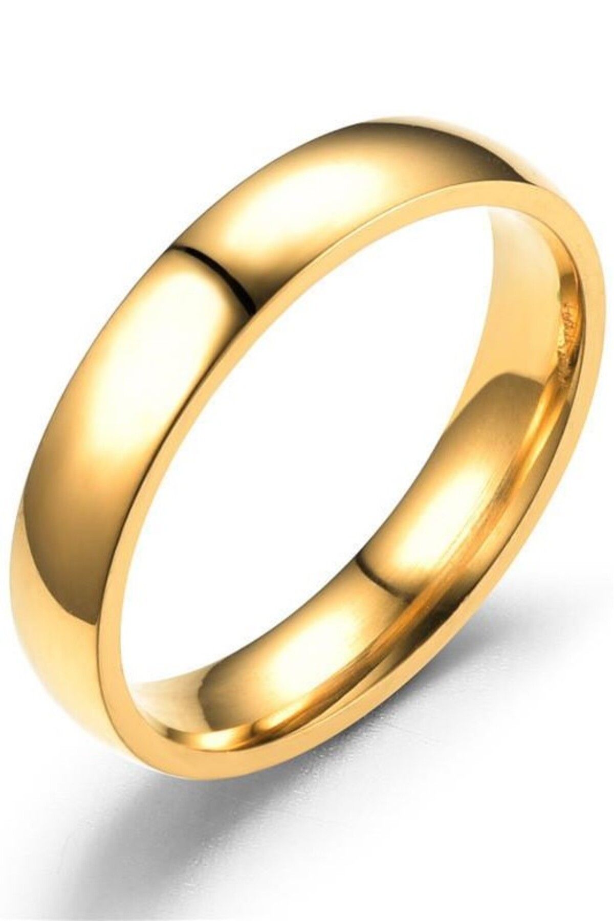 Unisex 4mm Ince Bombeli Erkek Kadın Çelik Alyans Yüzük Cl18