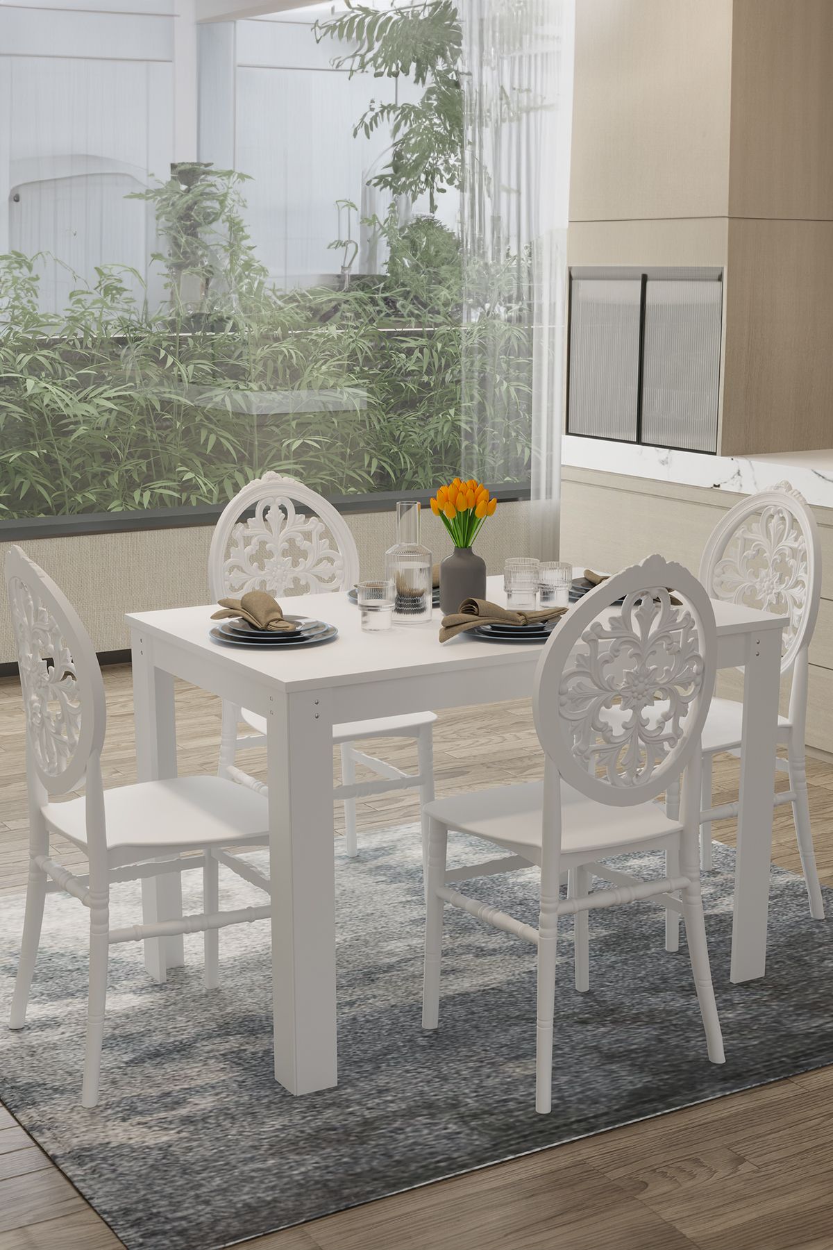 Home Arda Masa / Venüs Sandalye Mutfak Masa Takımı- Beyaz