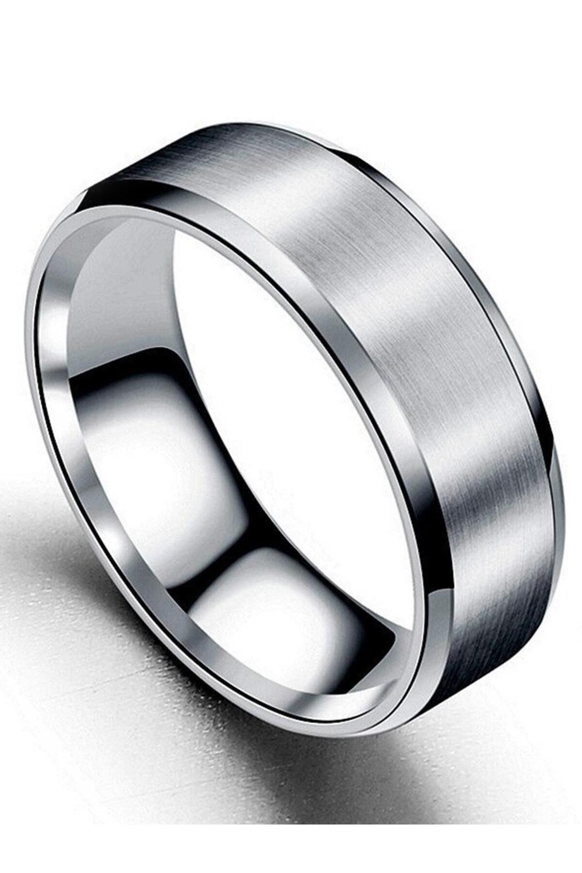 6mm Köşeli Düz Model Unisex Kadın Erkek Çelik Alyans Yüzük Cl30