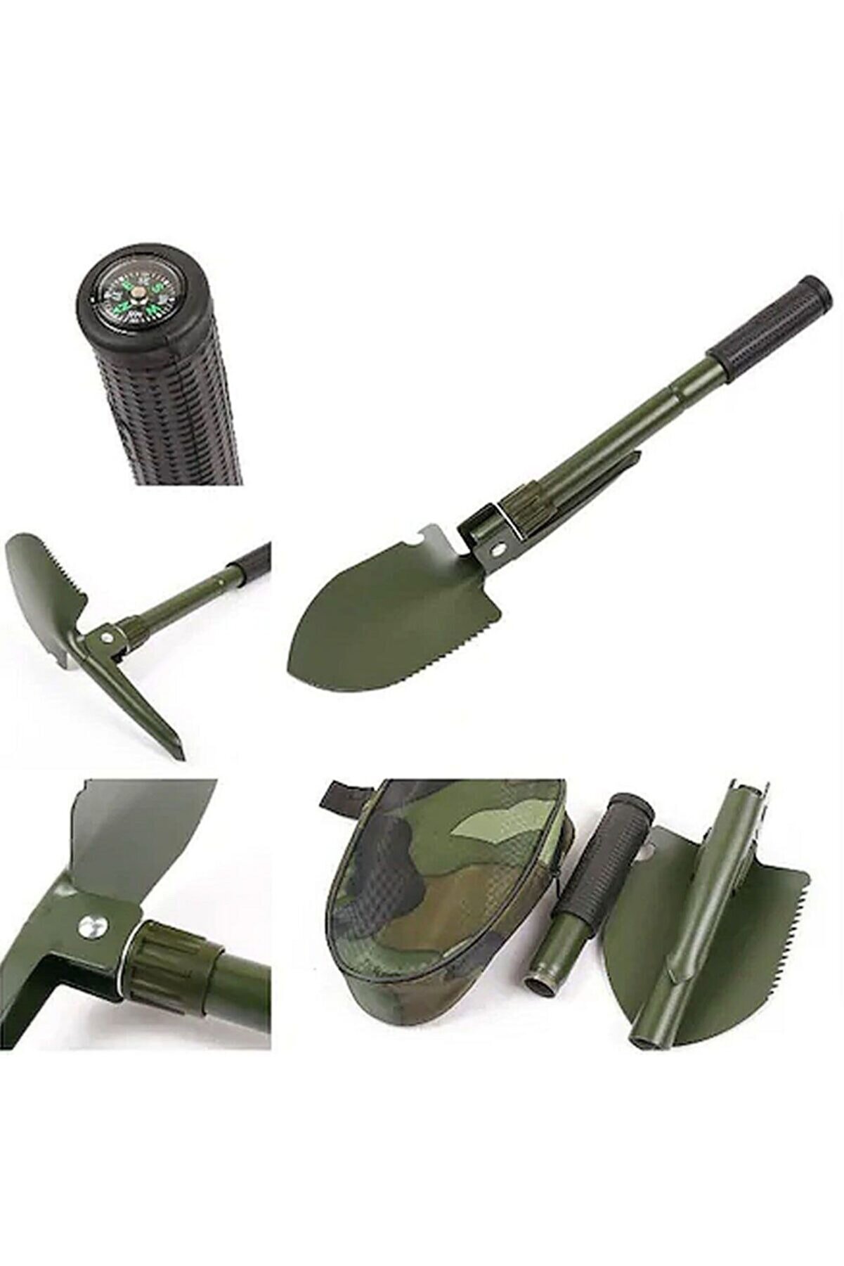 Portatif Çantalı Pusulalı Katlanabilir Kazma Kürek Kamp Seti