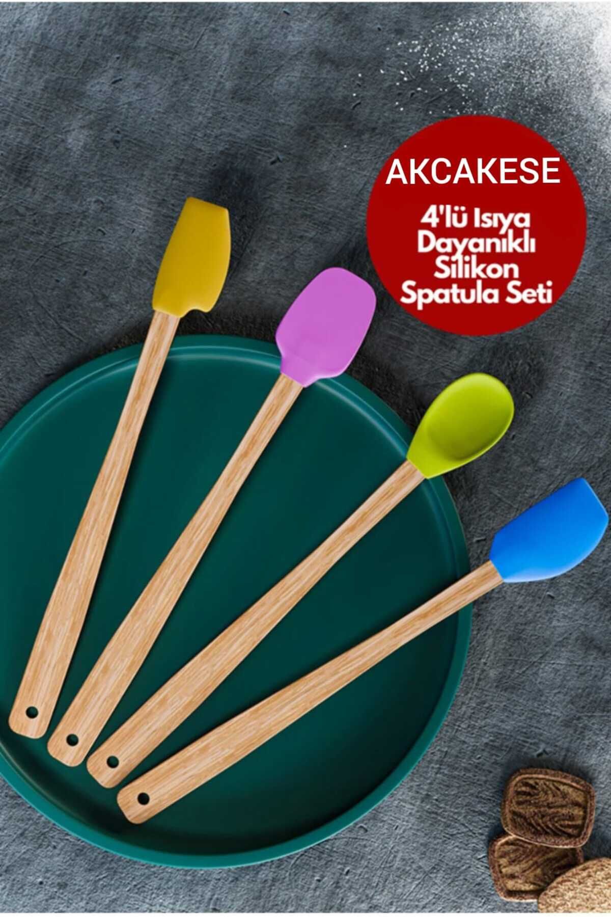 4'lü Isıya Dayanıklı Silikon Spatula Seti Silikon Mutfak Seti Renkli Kaşık Spatula Seti