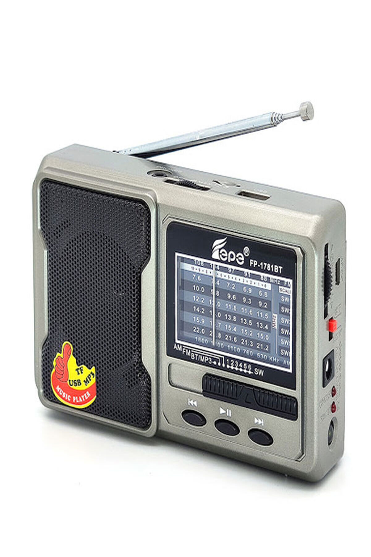 Cep Radyosu Deprem Çantasına Uygun Taşınabilir Radyolu Bluetoothlu Şarjlı Cep Radyosu + El Feneri