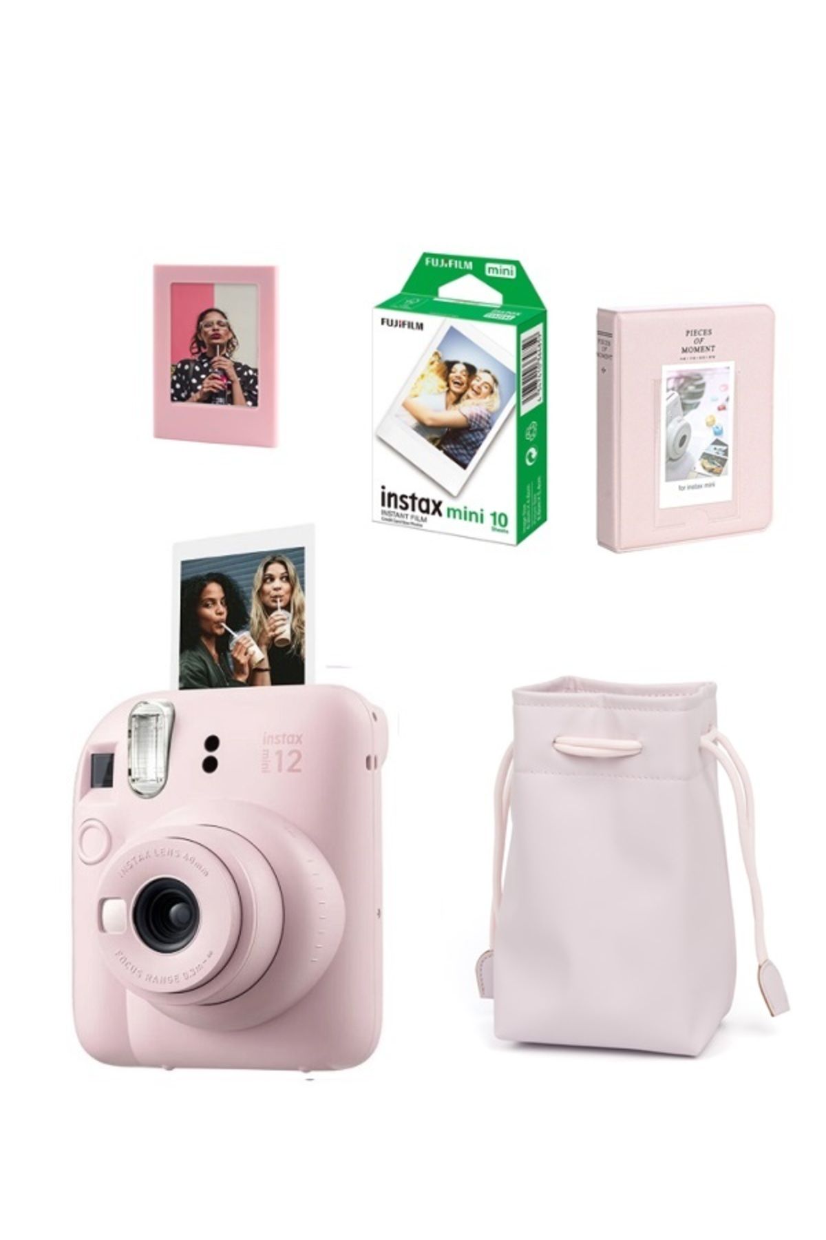 Instax Mini 12 Fotoğraf Makinesi-10lu Film-Büzgülü Kılıf-64lü Albüm ve Mıknatıslı Çerçeve Seti 2