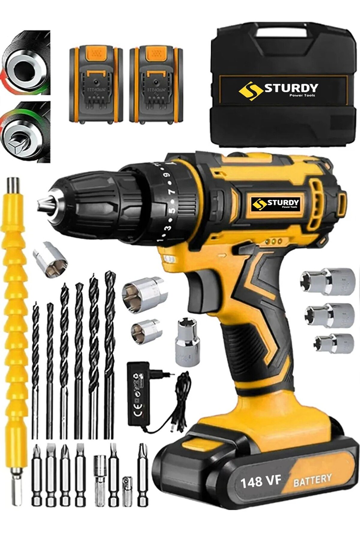 DRILL M12 Serİ Metal Şanzıman Çift Akülü Şarjlı Matkap HEDİYELİ  24 Parça Akülü Vidalama Set