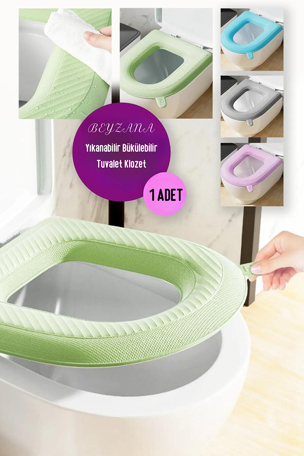 Yıkanabilir Bükülebilir Tuvalet Klozet Kapağı Süngeri Pratik Su Geçirmez Klozet Kılıfı Mideri