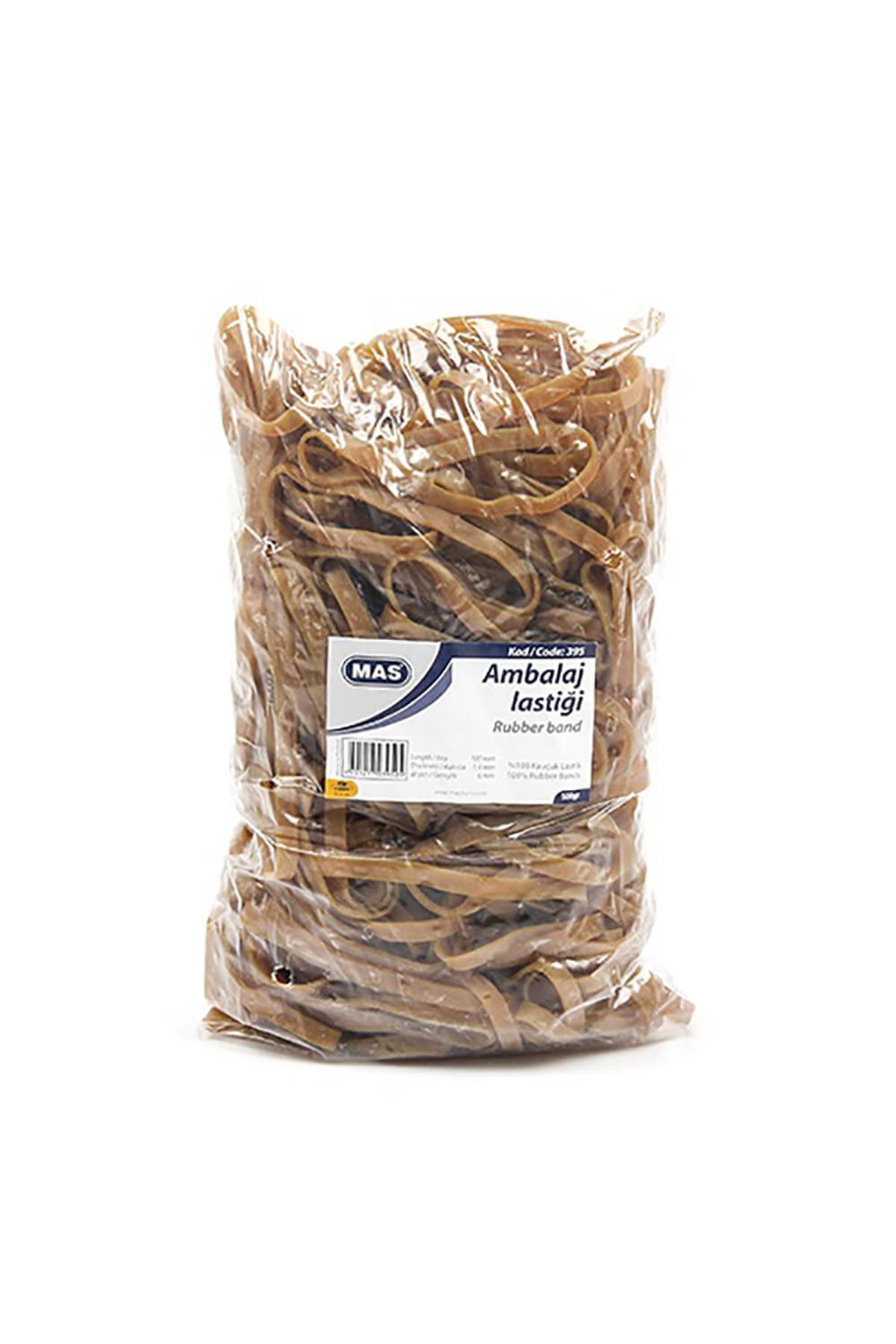 Mas 395 Geniş - Kalın Ambalaj Lastiği %100 Kauçuk (500 GR)