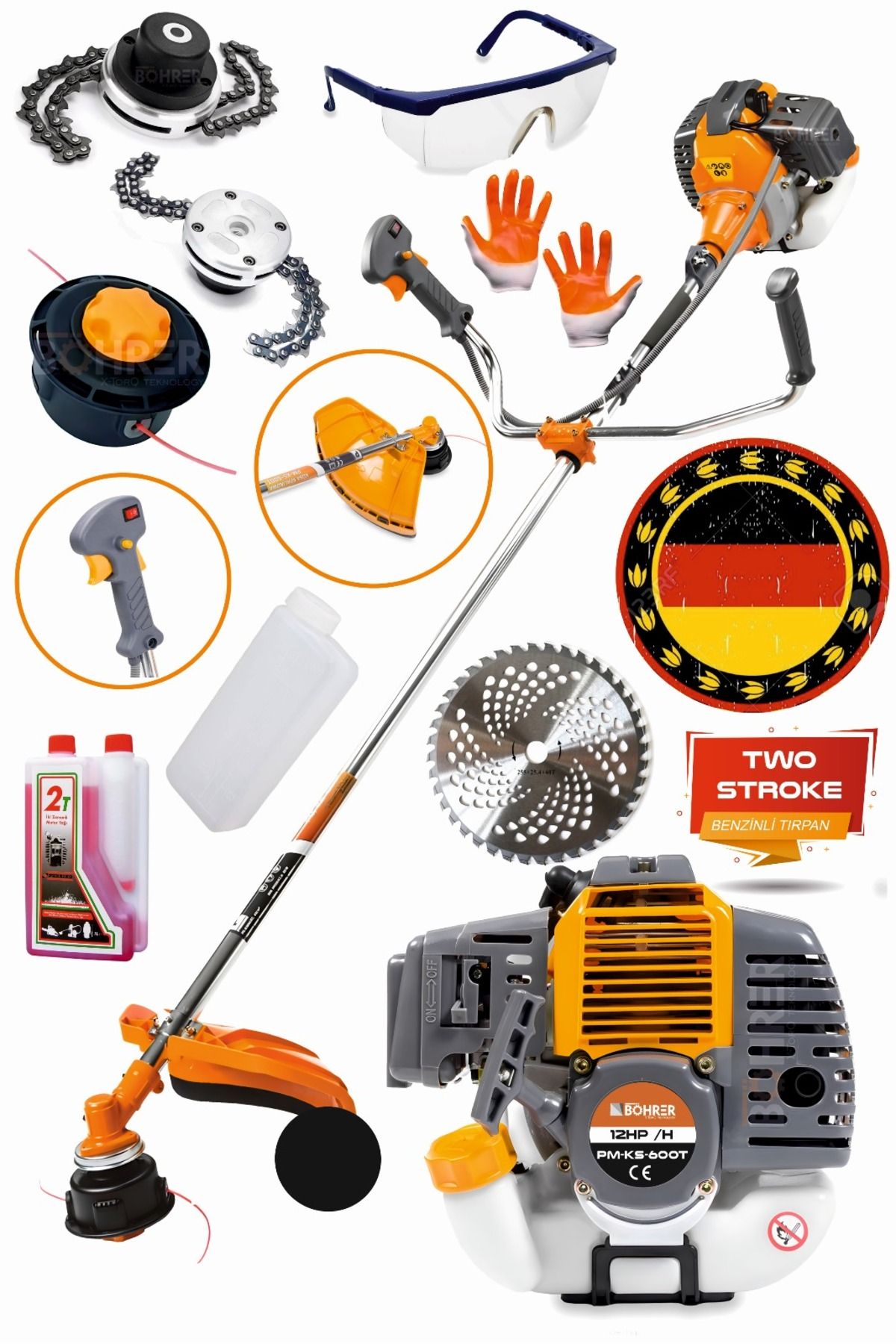 Profesyonel 2 Zamanlı Dark Pro Yan Tipi Benzinli 12 Hp /h Çim Çalı Ot Biçme Kesme Makinesi