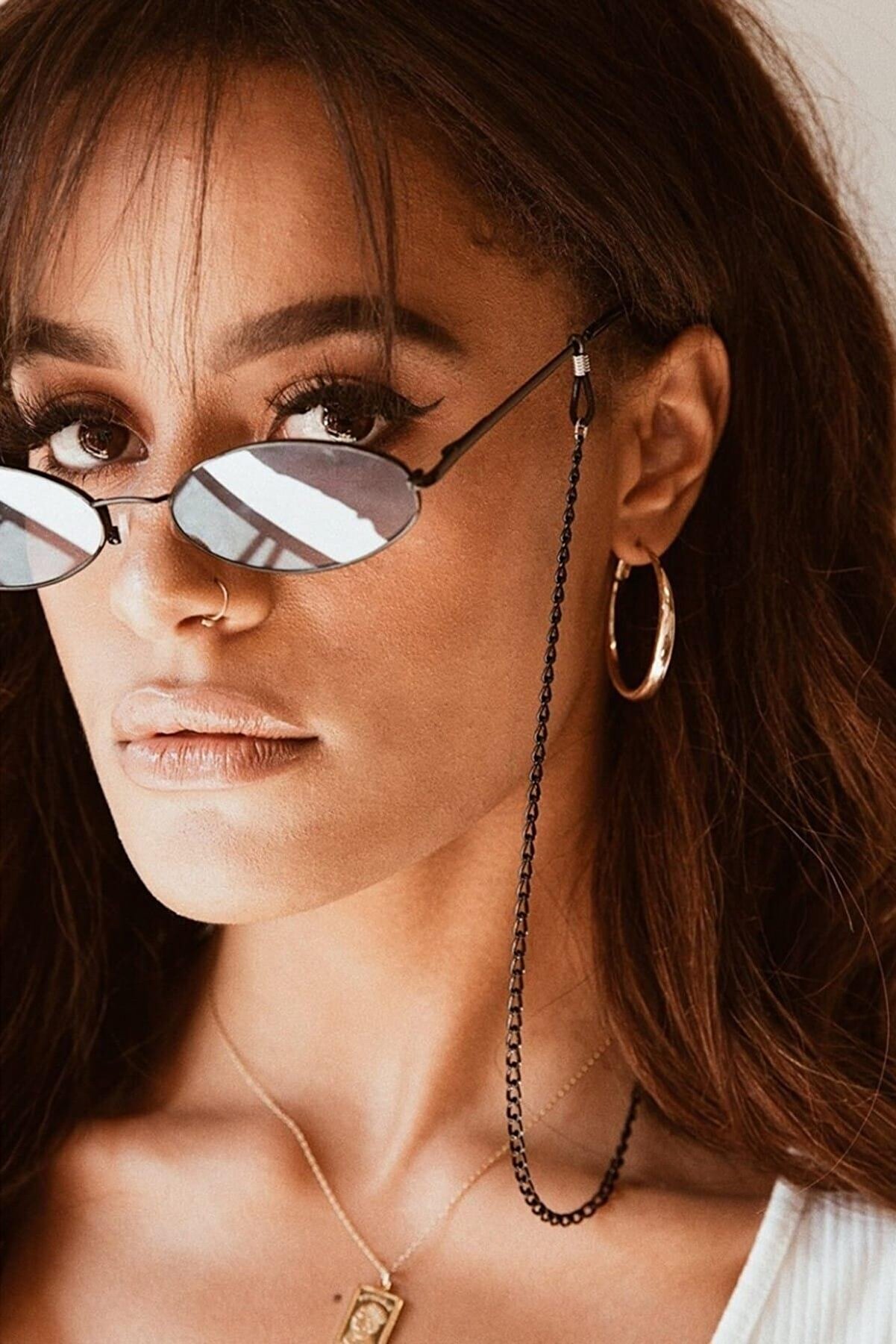 Kadın Gözlük Zinciri Gözlük Aksesuarı Siyah