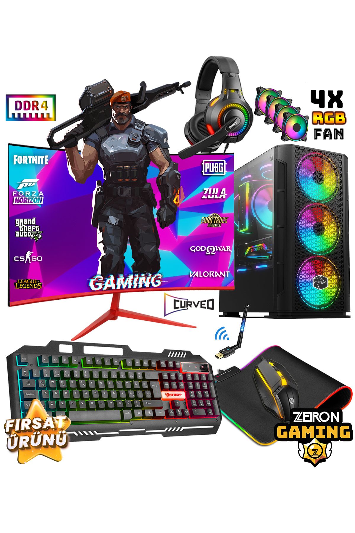 Ncx20 i5 12400F 32GB 512GB M.2 SSD RTX3050 24" 165Hz Oyuncu Masaüstü Bilgisayar