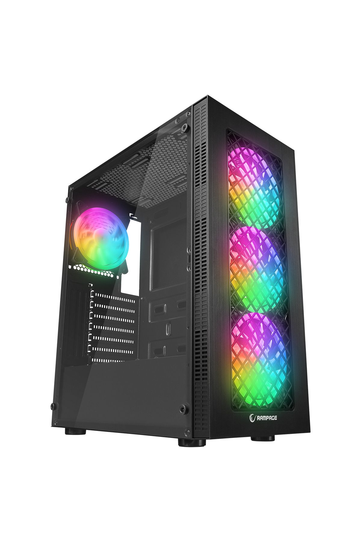 PLAID V5 Mesh 600W 80+ BRONZE Temperli Camlı 4x12cm Auto RGB Fan ATX Mid-T Gaming Oyuncu Kasası