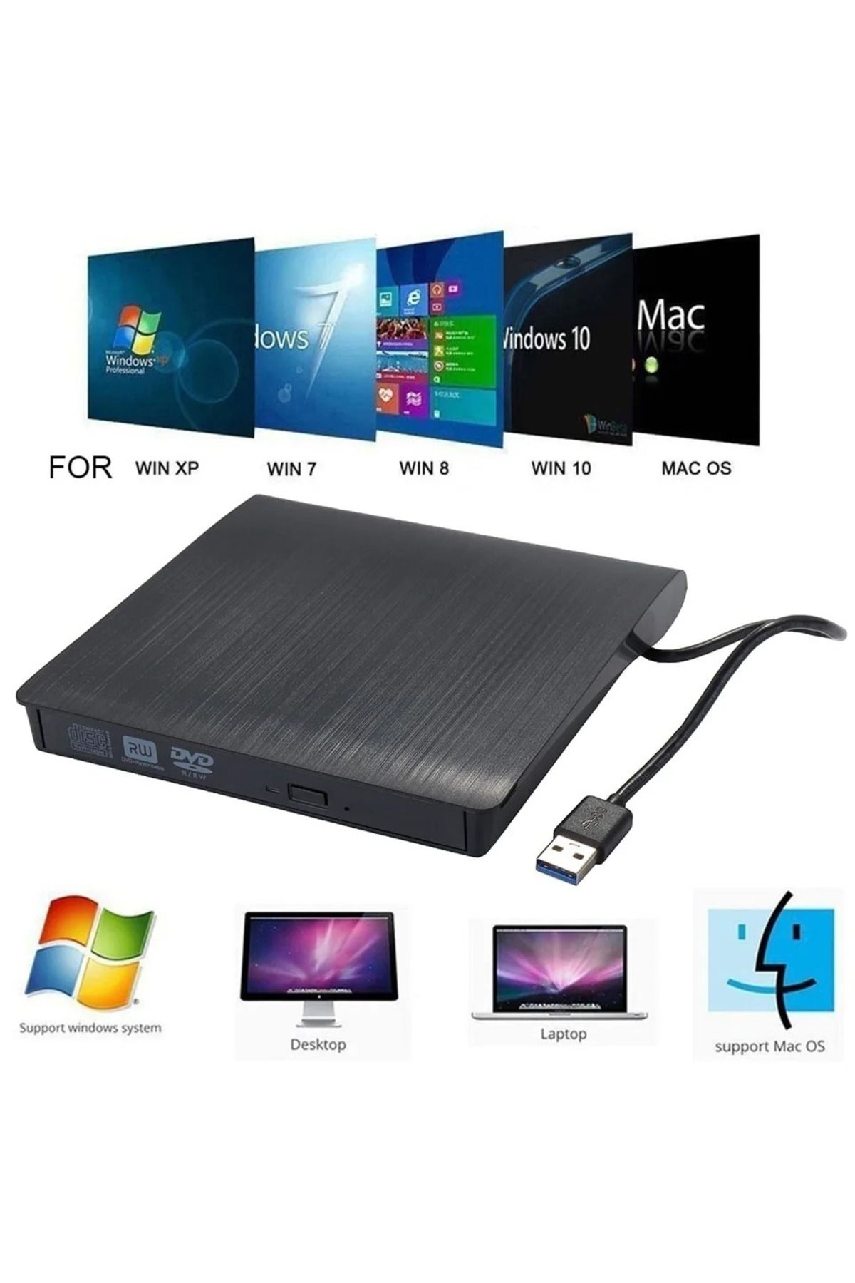 DVD Yazıcı Cd Okuyucu Harici Dvdrw USB 3.0 Harici