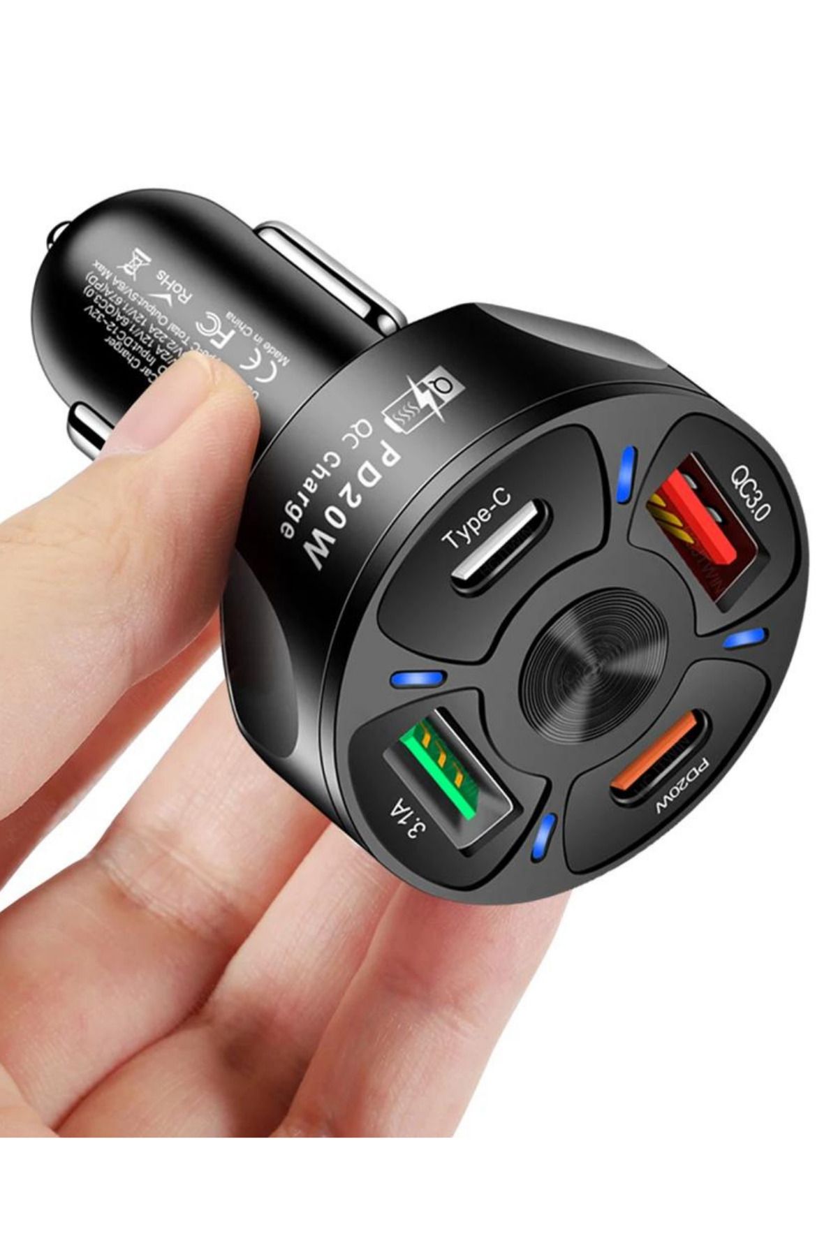 4 in 1 PD20W + QC3.0 Araç Çakmaklık Hızlı Şarj Aleti Araç Şarjı