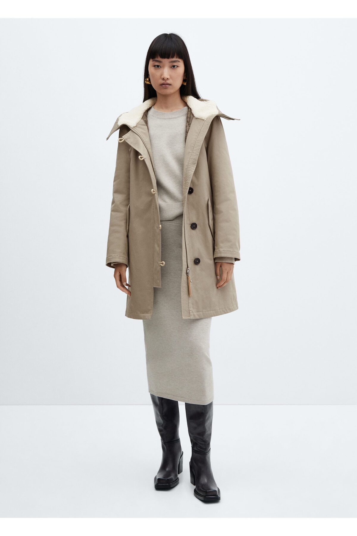 Açık Gri Kadın Parka 57078267