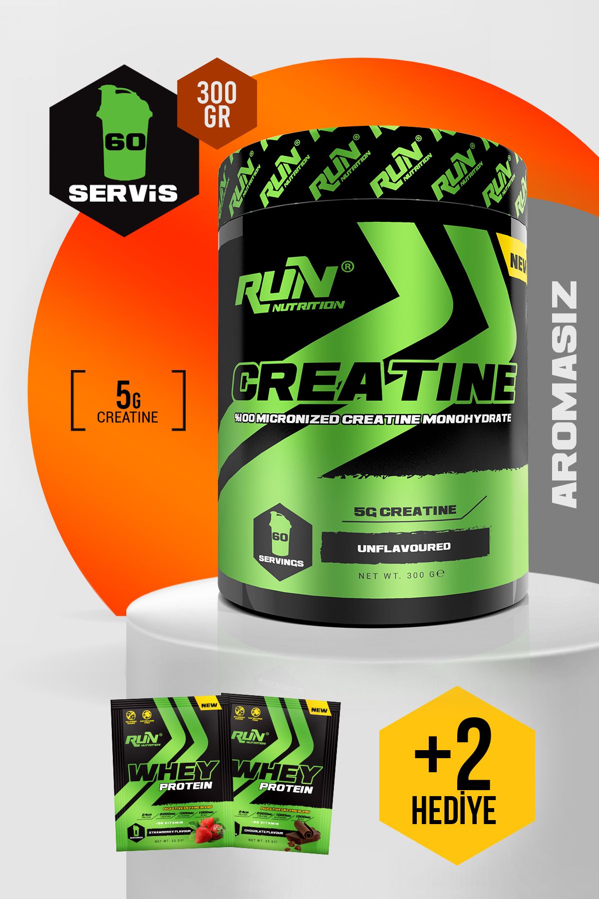 Creatine - 300g - 60 Servis - Aromasız - Hediyeli