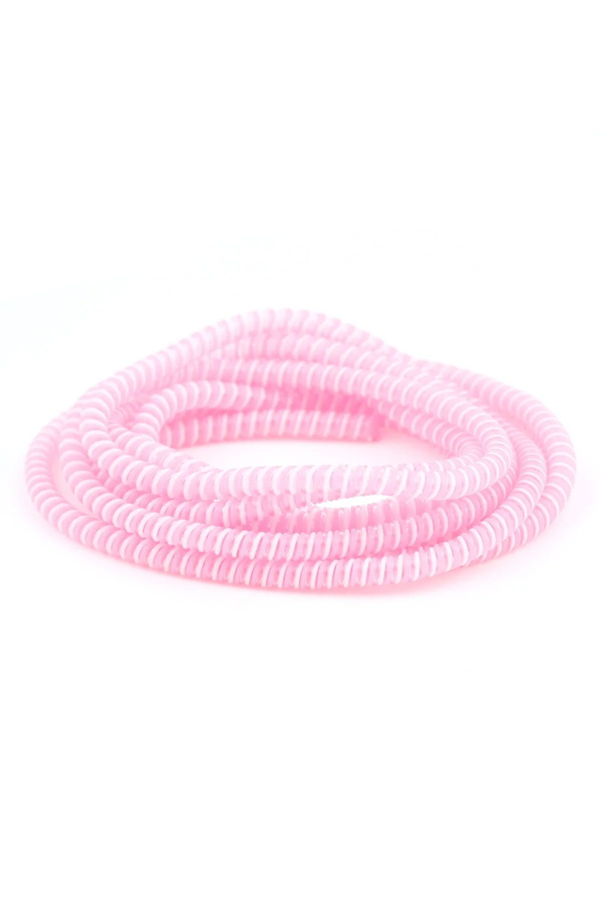 Şarj Aleti Kablosu Kablo Kordon Koruyucu Spiral Sarma Kılıf Koruma Açık Pembe