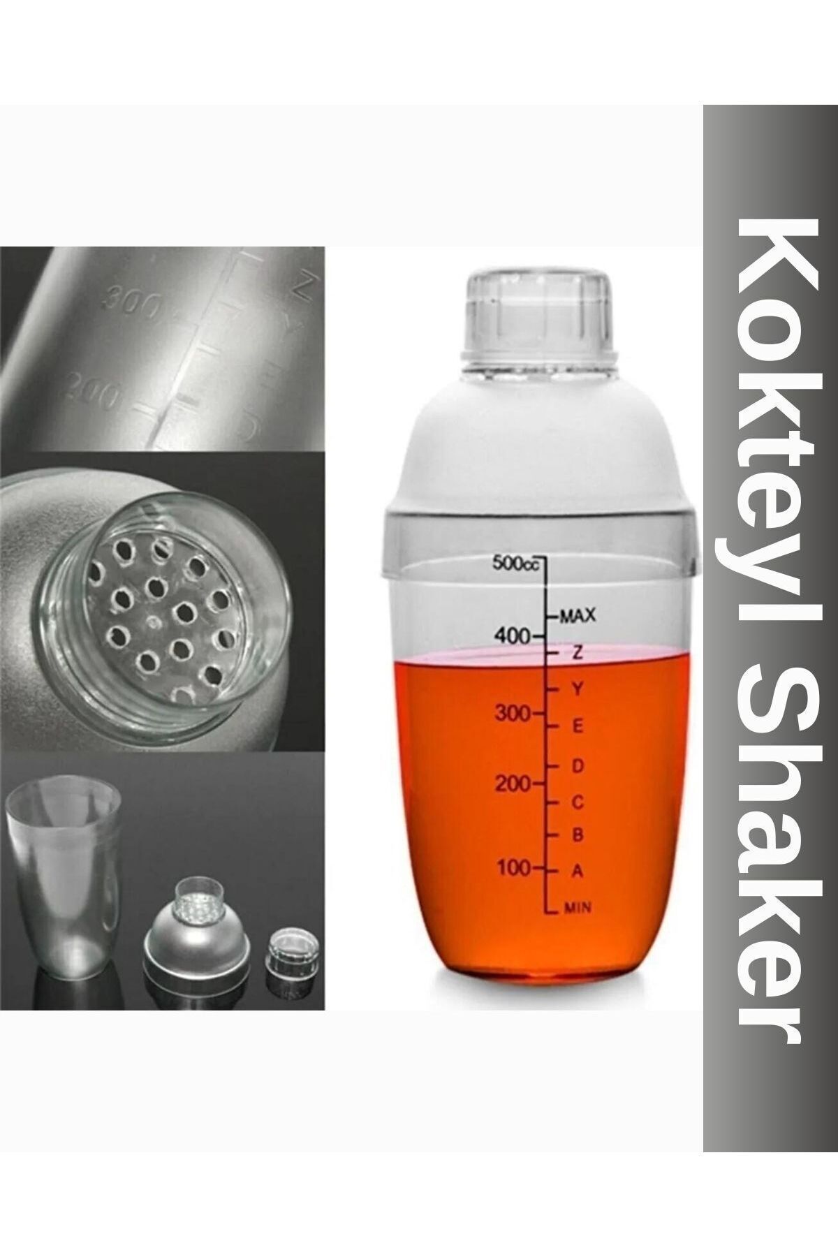 Polikarbon Şeffaf Kokteyl Shaker Karıştırıcı 500 Ml
