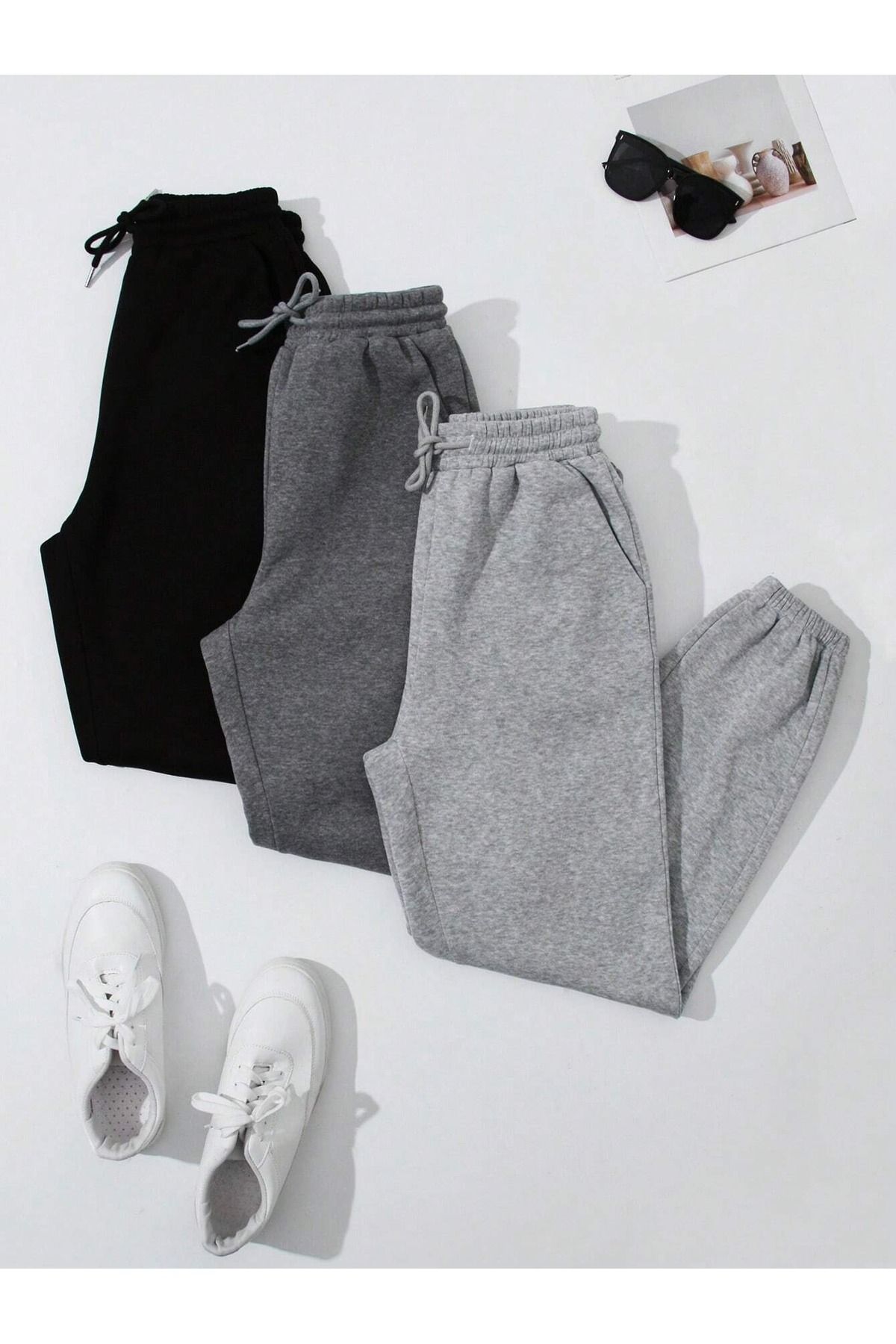 3'lü Unisex Büyük Beden Eşofman Altı - Jogger Eşofman Altı