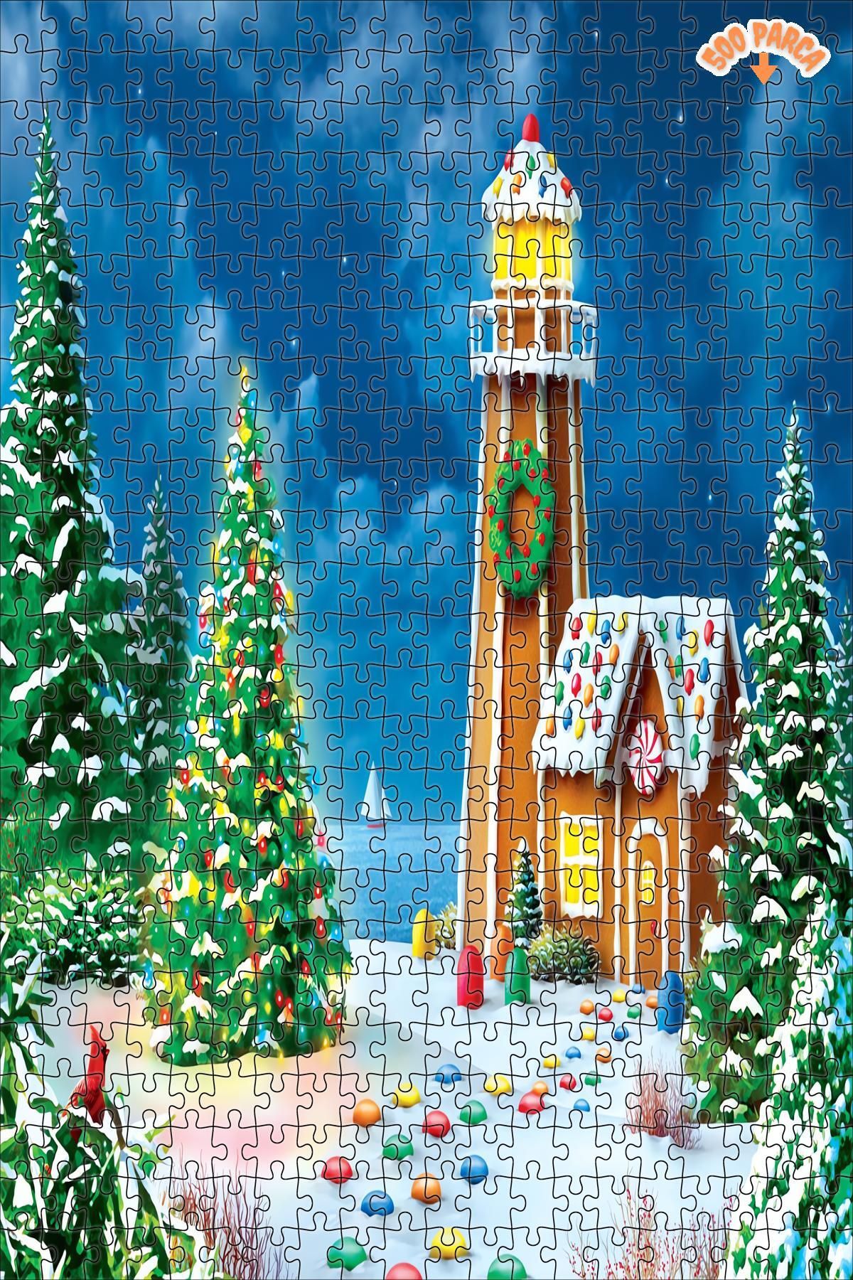 Işıltı ve amp; Parlamak Dekoratif Çift Katlı Çerçeveli Asılabilir Ahşap Puzzle 500 PARÇA 30X50