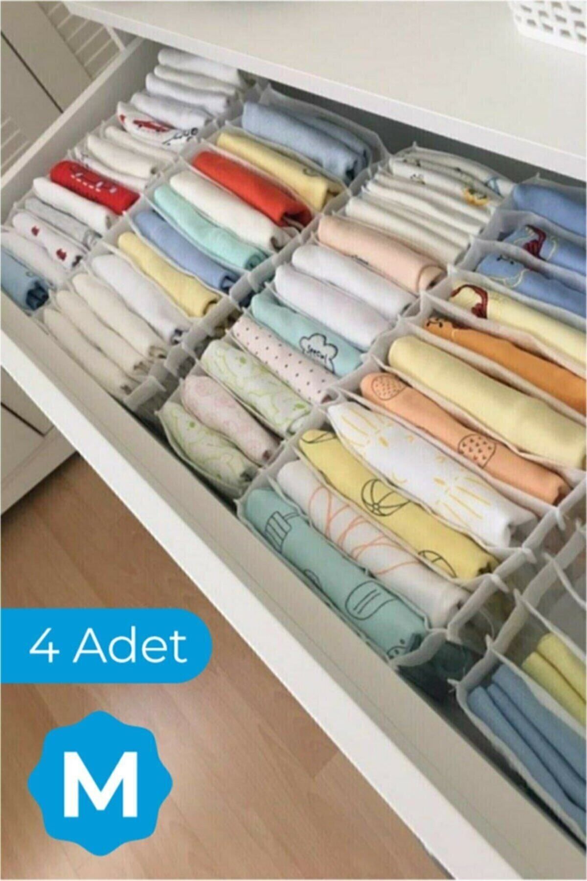 4 Adet - Medium 11 Gözlü Çekmece Içi Düzenleyici Organizer 16 X 40 X 12cm