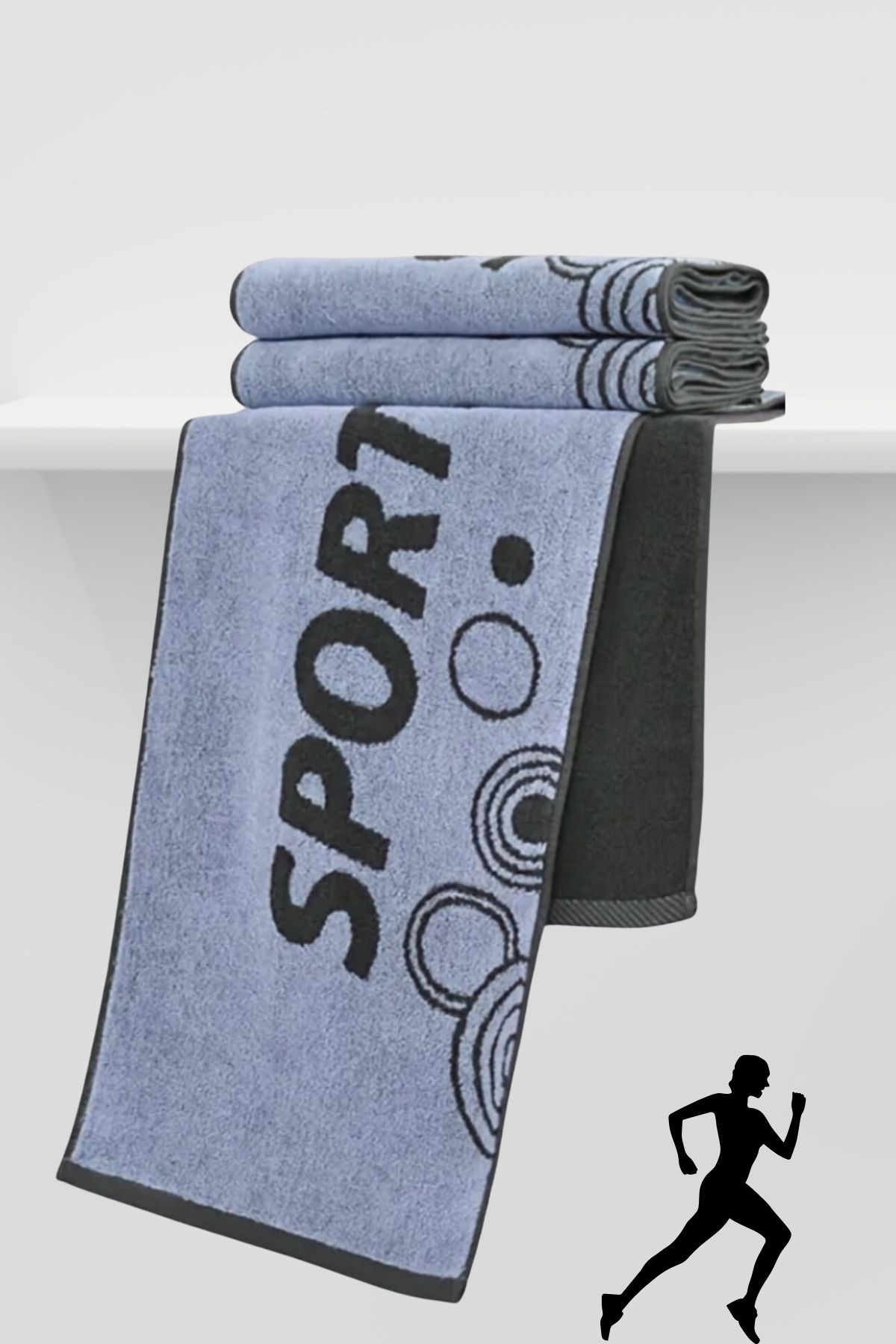 Spor Havlusu Siyah 30x100 Cm %100 Pamuklu Spor Havlusu Fitness Gym Golf Boks Tenis Havlusu