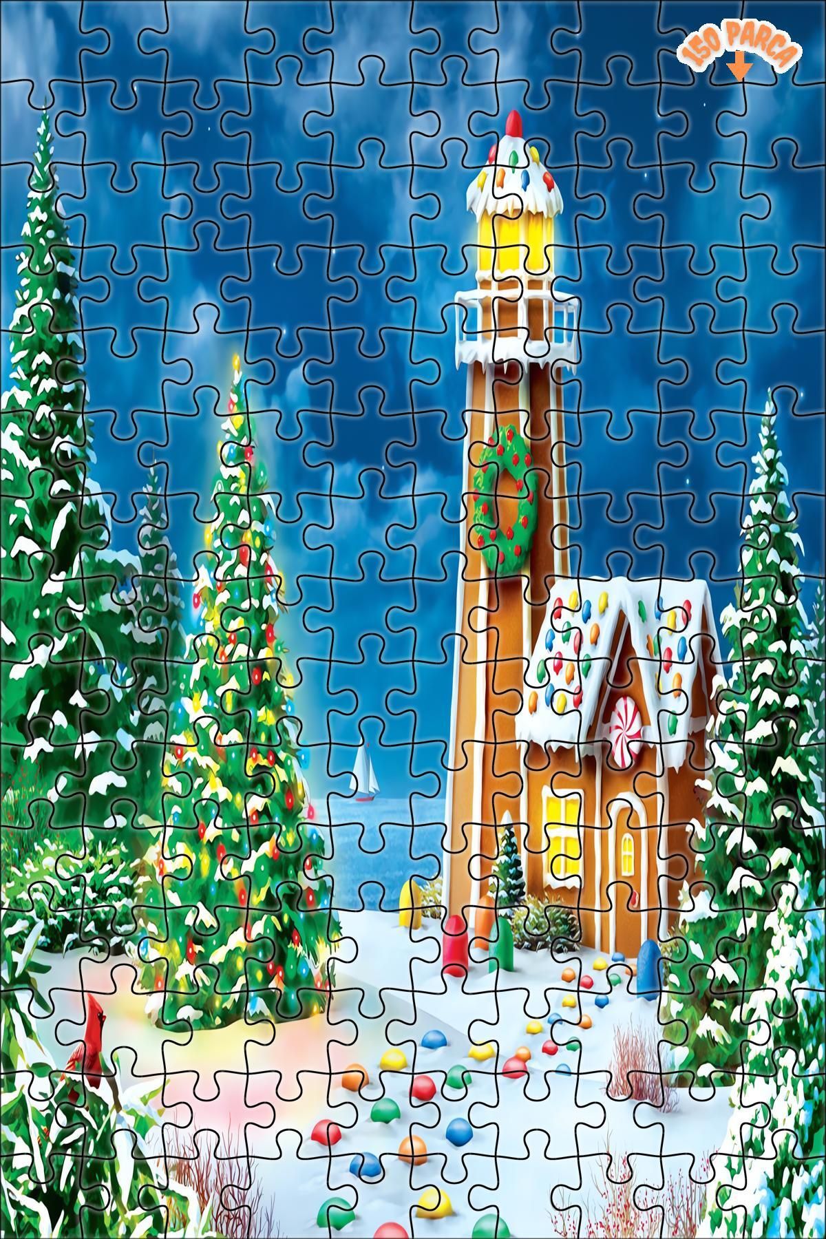 Işıltı ve amp; Parlamak Dekoratif Çift Katlı Çerçeveli Asılabilir Ahşap Puzzle 150 PARÇA 20X30