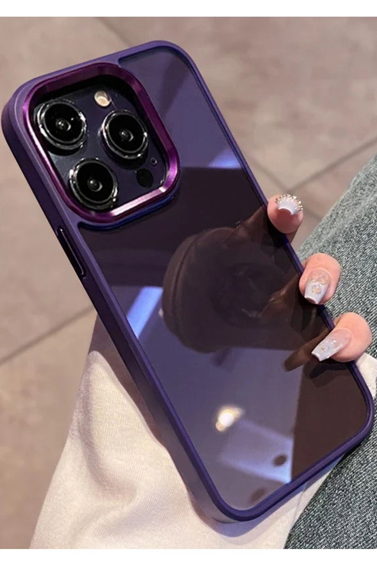 Iphone 14 Pro Max Derin Mor Sararmaz Orjinal Mika Kapak Tuşları Ve Kamera Çevresi Metal